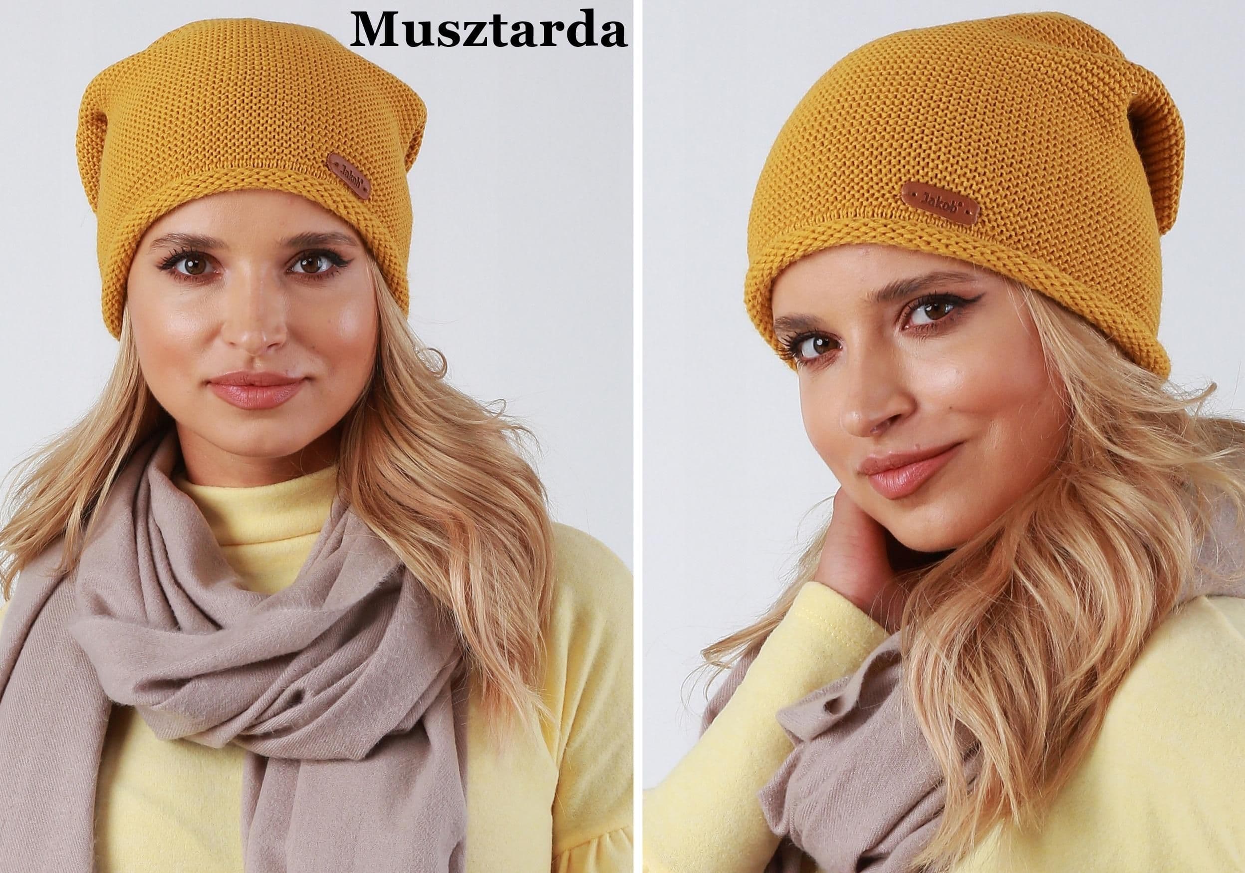Modna Dziana Czapka Damska jakość J4 Musztarda