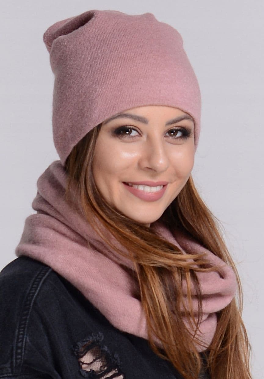 Komplet damski zimowa CZAPKA + KOMIN ciepły polski producent moda RÓŻ K6