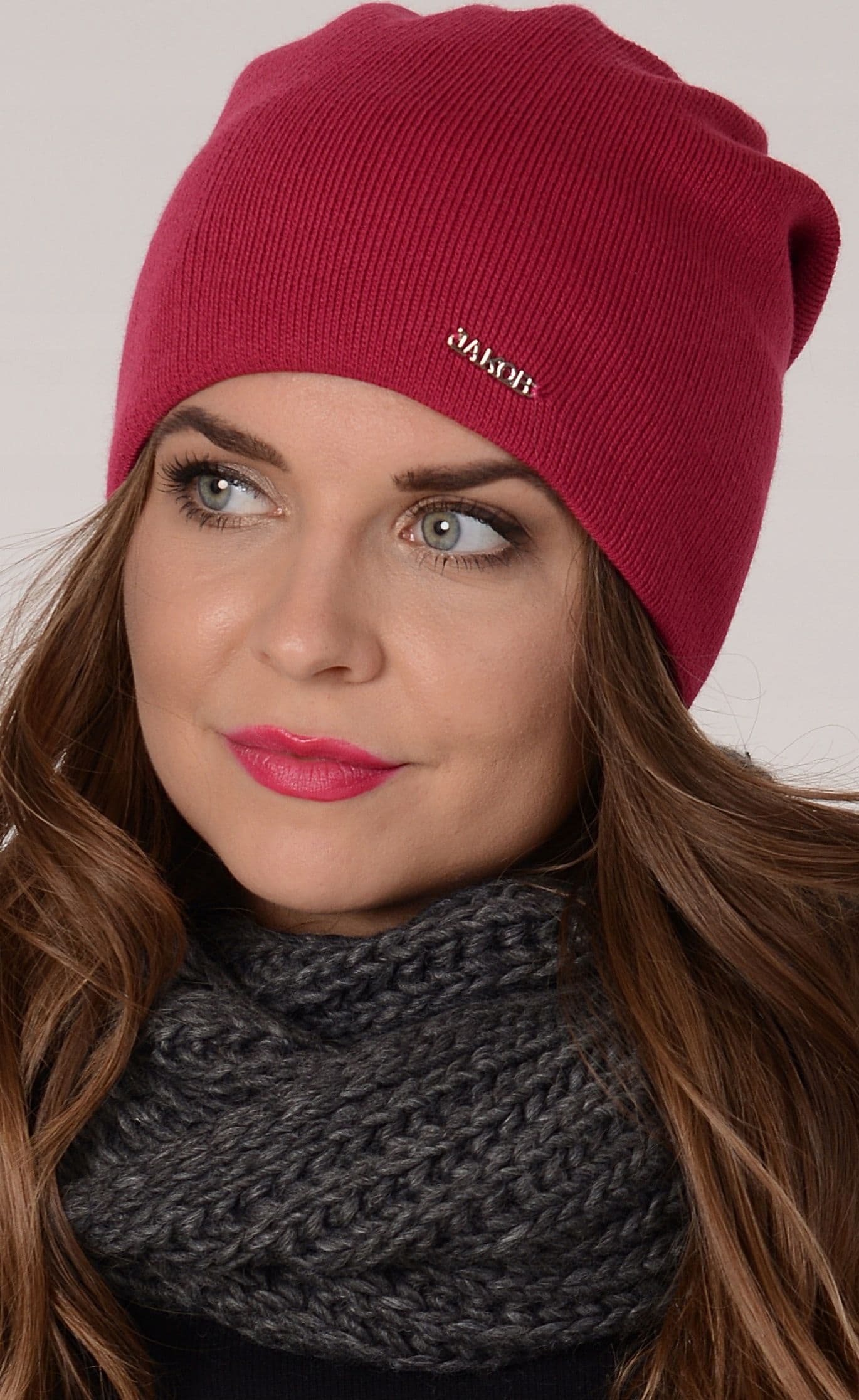 Podpinana czapka damska smerfetka beanie J6