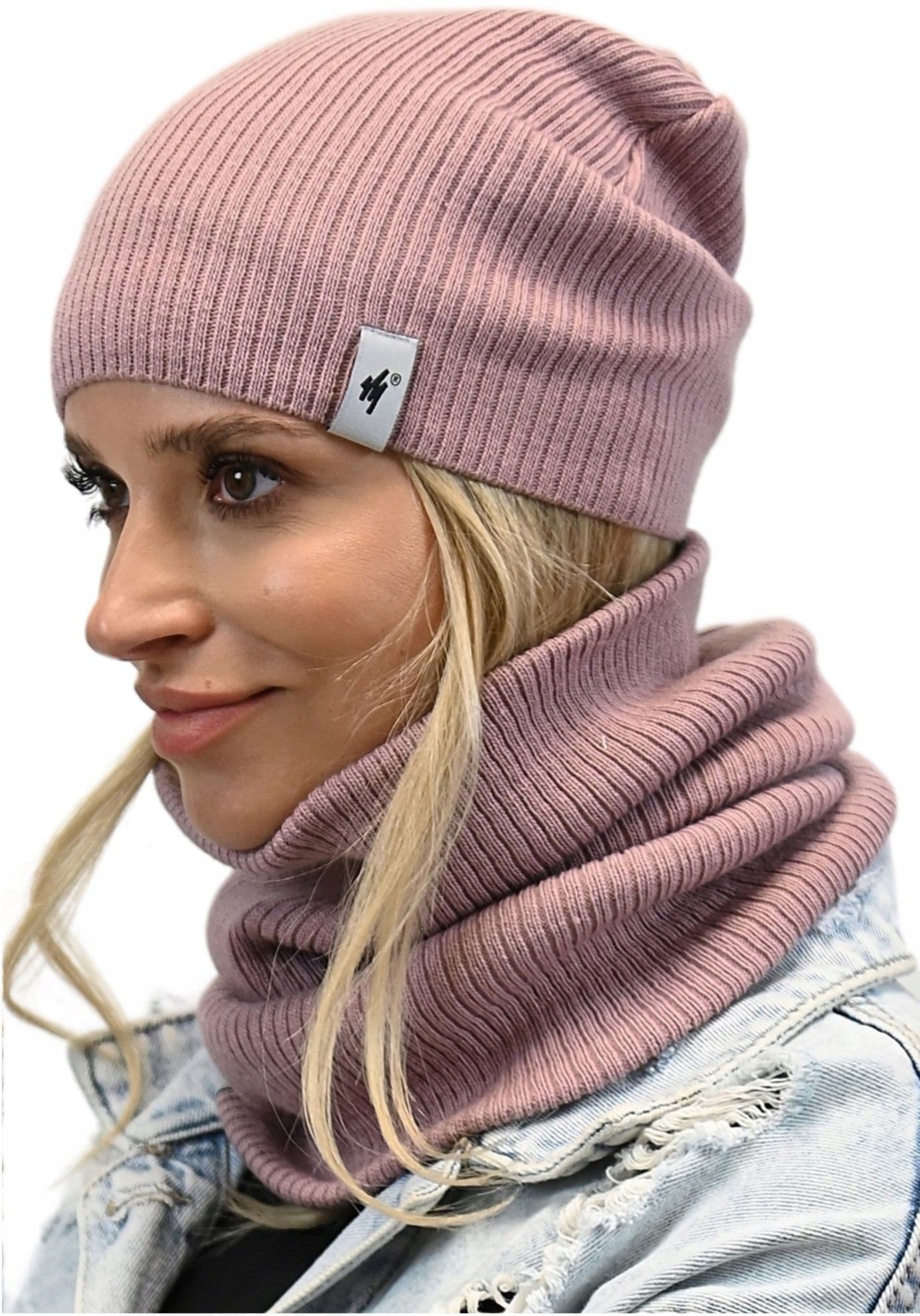 Damski Zestaw CZAPKA Z KOMINEM na zimę POLSKI komplet beanie tuba