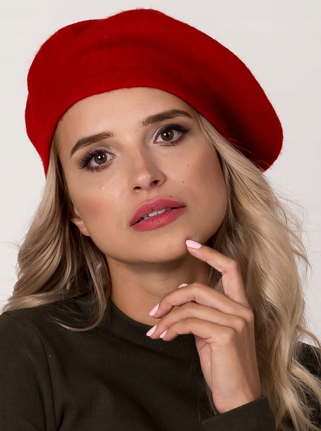 Klasyczny beret CZERWONY francuski stylowy kobiecy BERET z antenką
