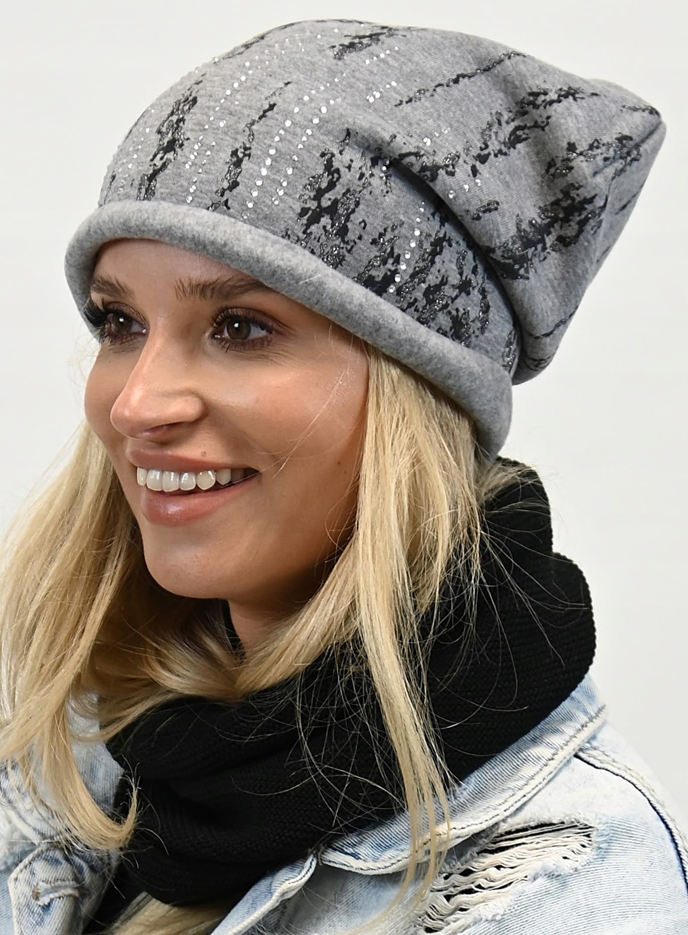 CZAPKA BEANIE damska bawełniana z lekkim polarkiem smerfetka Polska