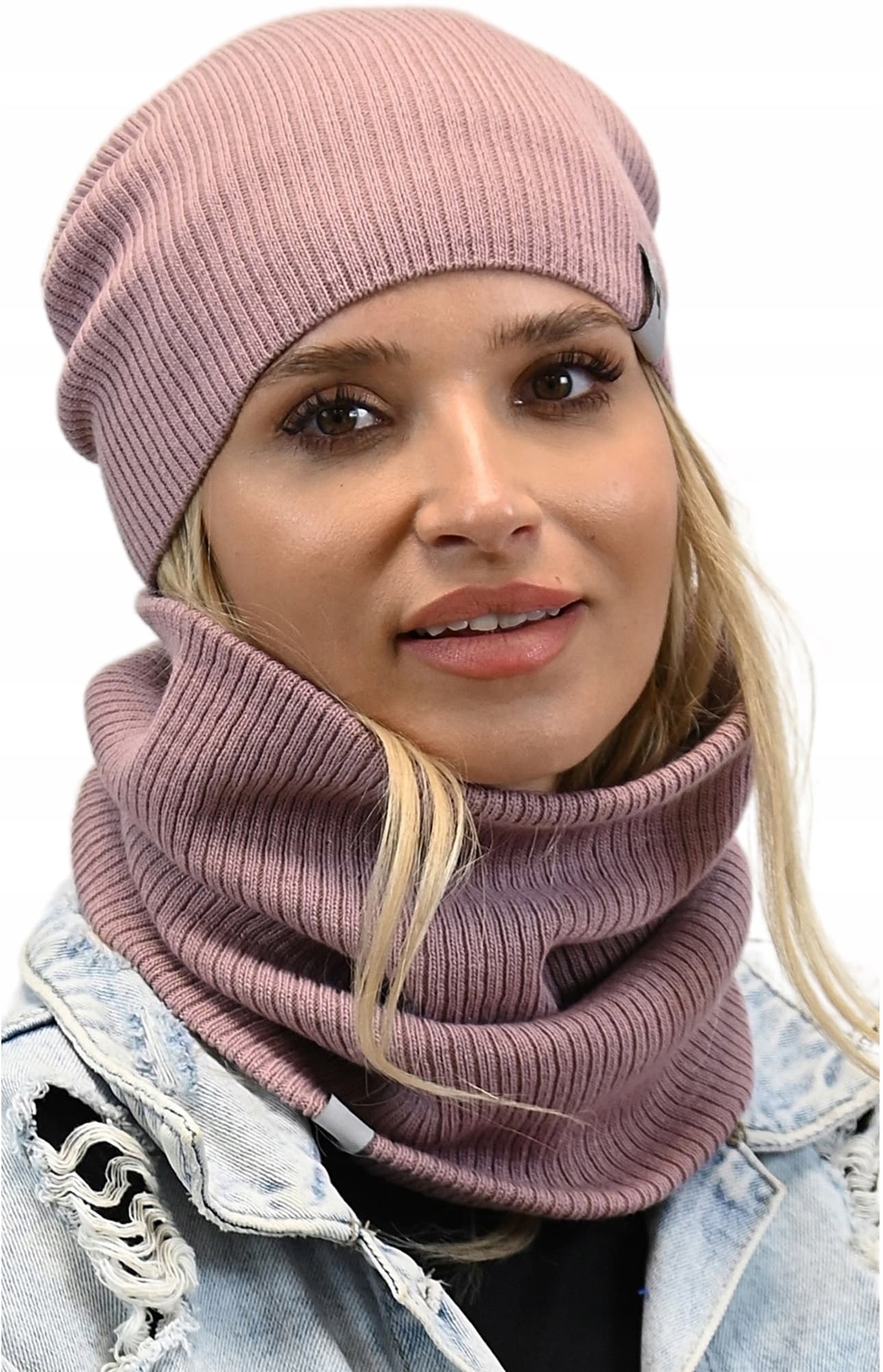 Damski Zestaw CZAPKA Z KOMINEM na zimę POLSKI komplet beanie tuba