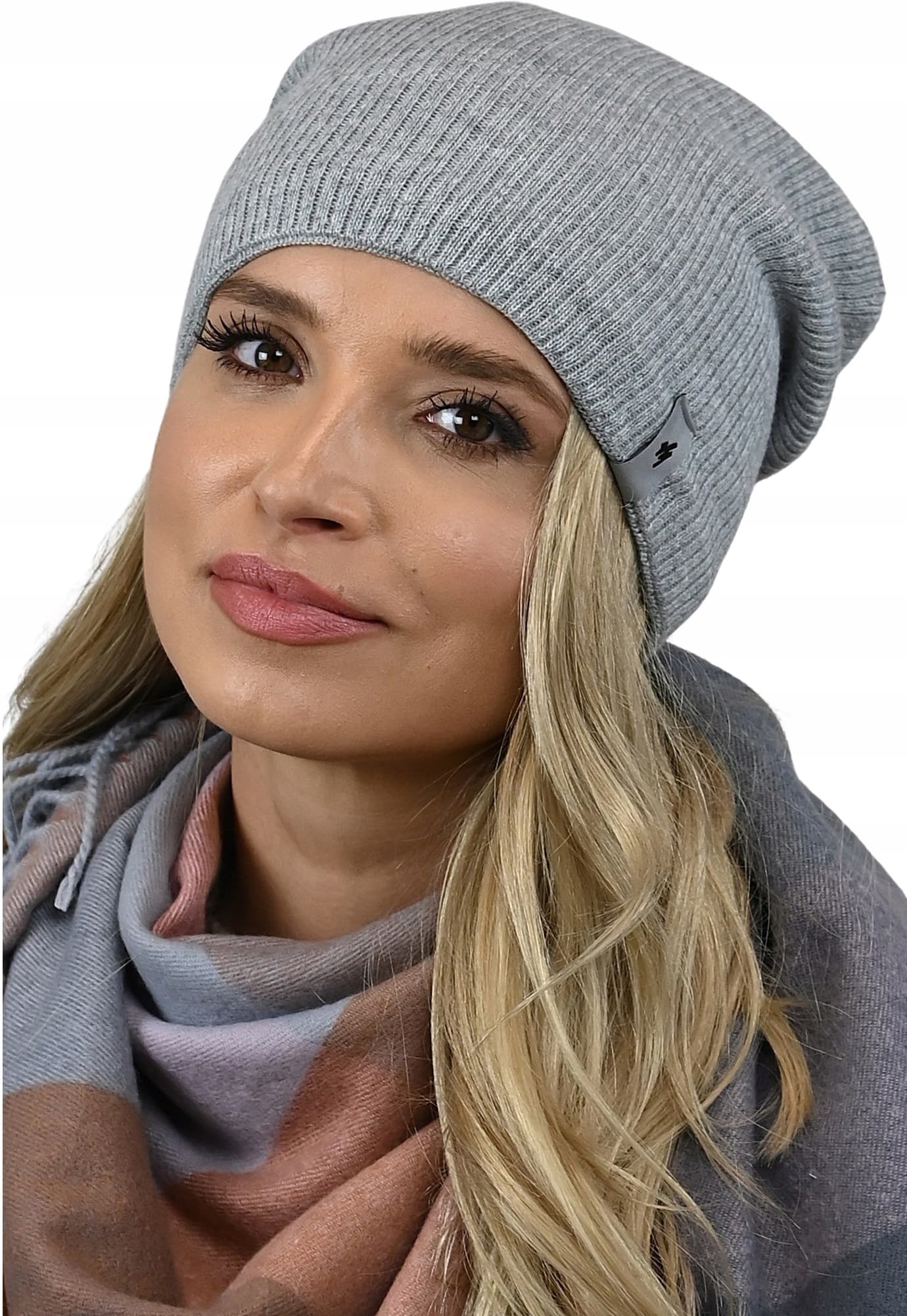 CZAPKA na polarze smerfetka beanie prążek