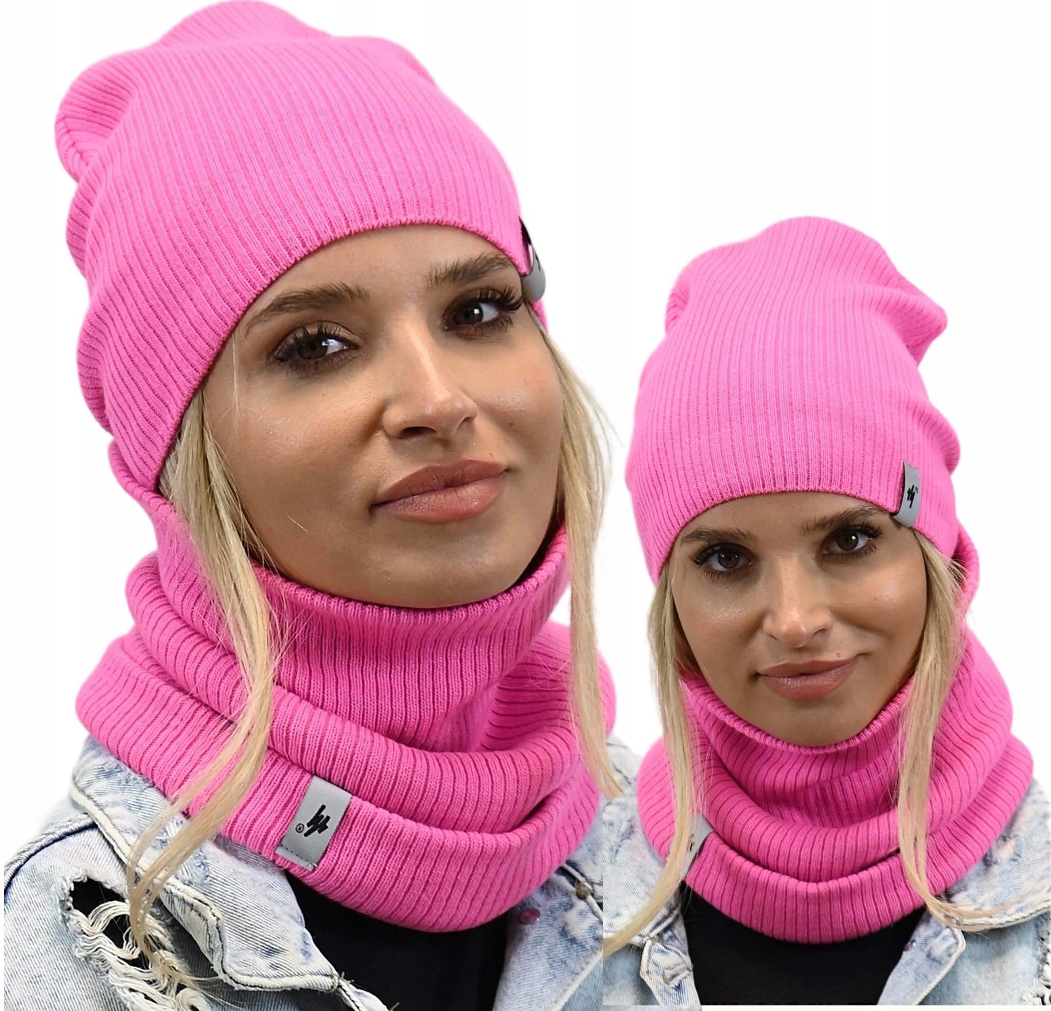 polski KOMPLET CZAPKA Z KOMINEM na zimę beanie szalik tuba ZESTAW prezent
