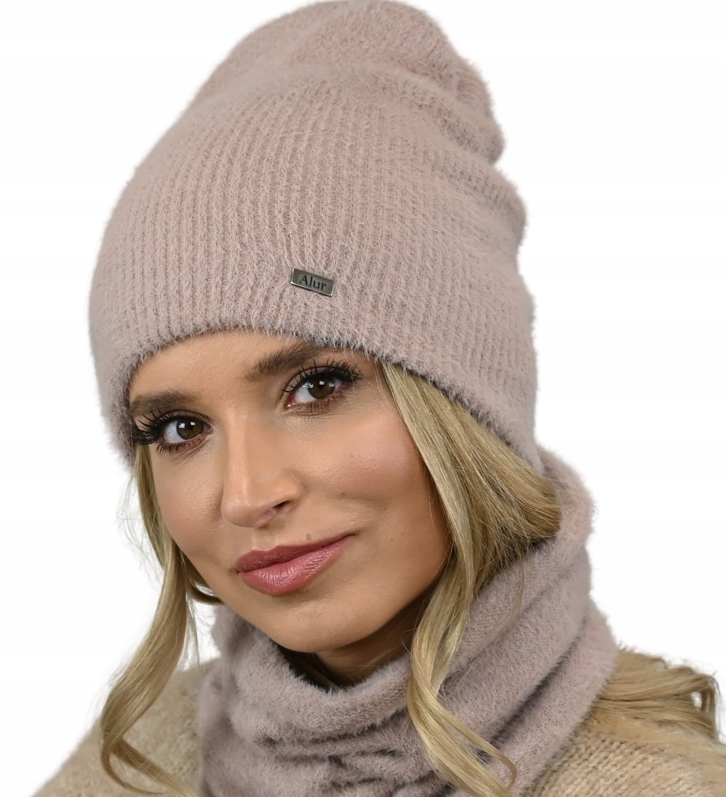 Czapka Damska Ciepła zimowa Beanie dwuwarstwowa uniwersalna modna prążek