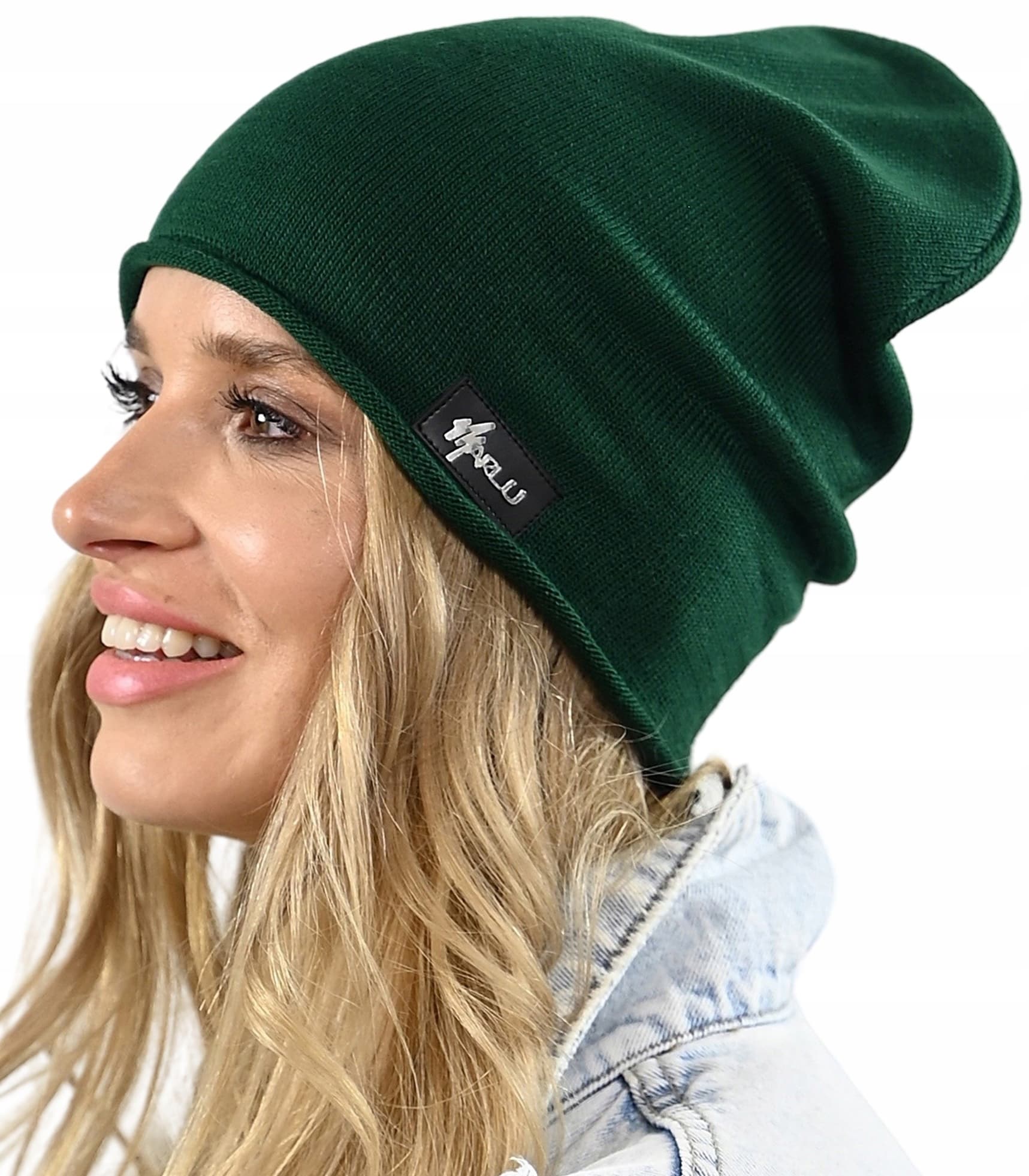 Zielona czapka dasmka beanie krasnal lekko polski producent