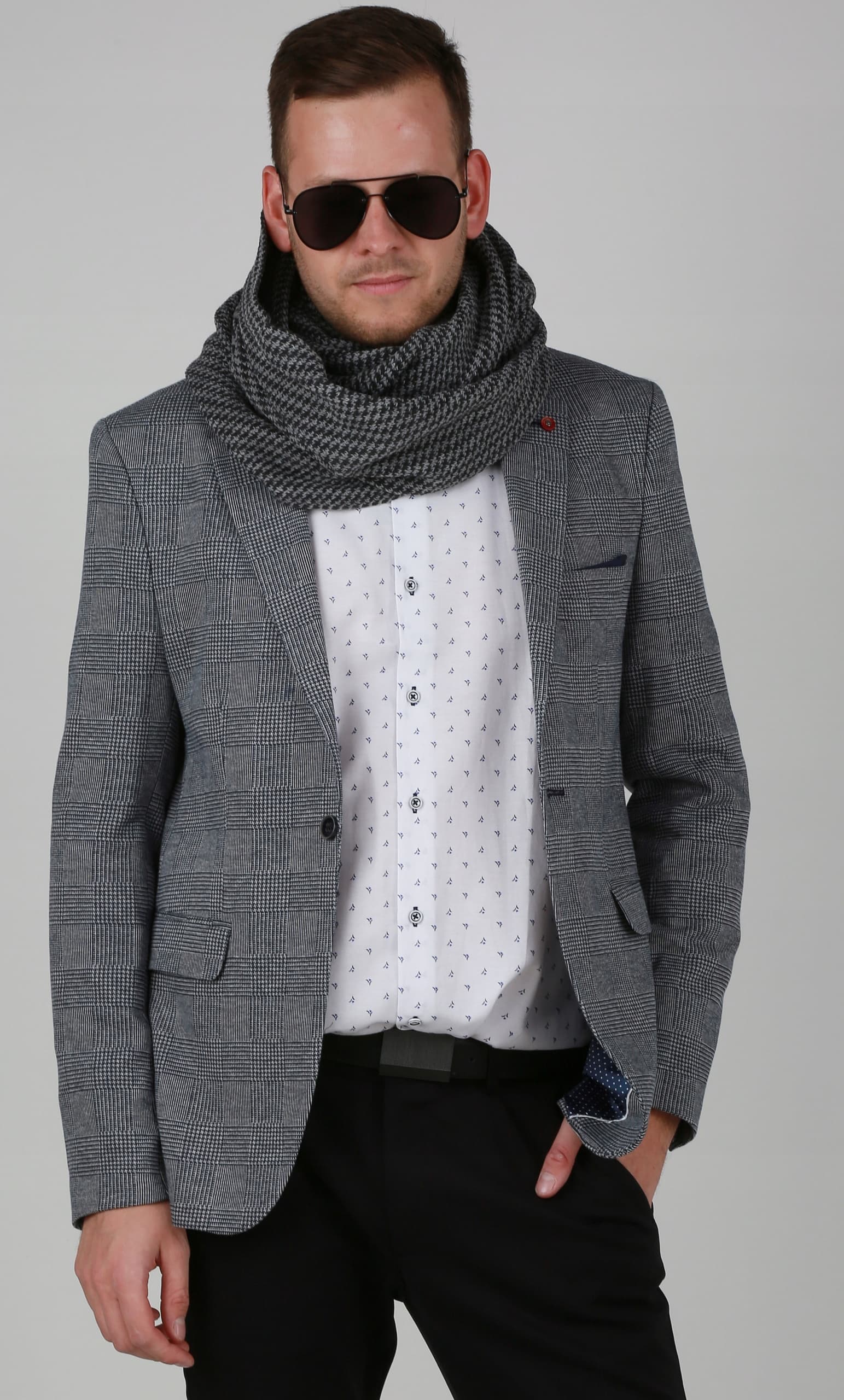 Elegancki KOMIN MĘSKI - szalik na zimę prezent klasyczny piękny ciepły 1L