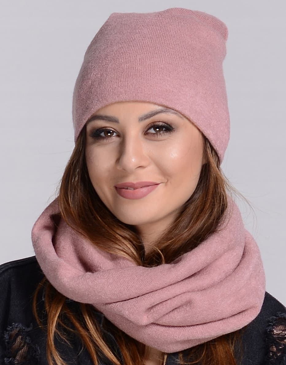 Komplet damski zimowa CZAPKA + KOMIN ciepły polski producent moda RÓŻ K6