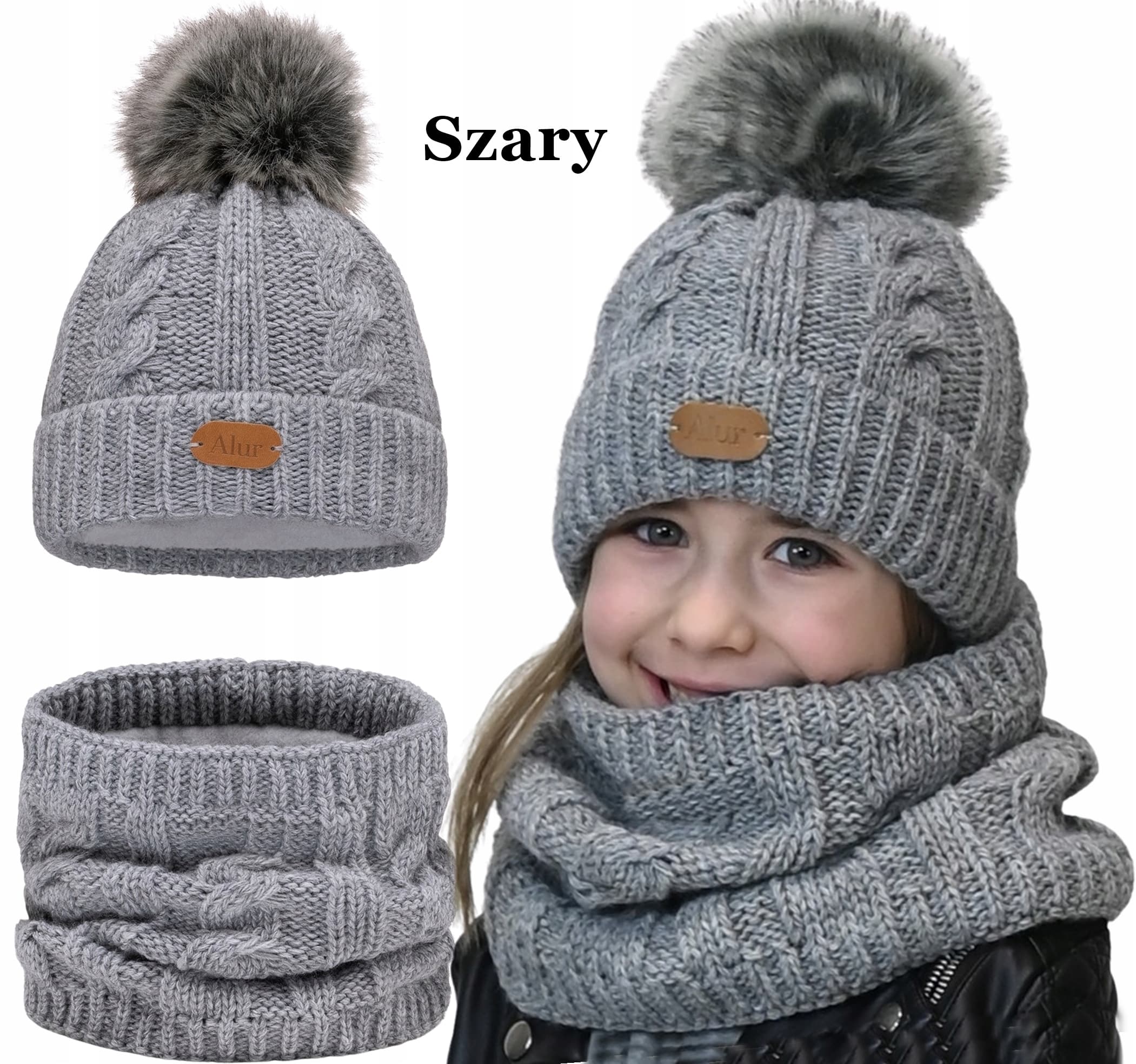 CZAPKA +KOMIN +RĘKAWIACE KOMPLET zimowy na polarze