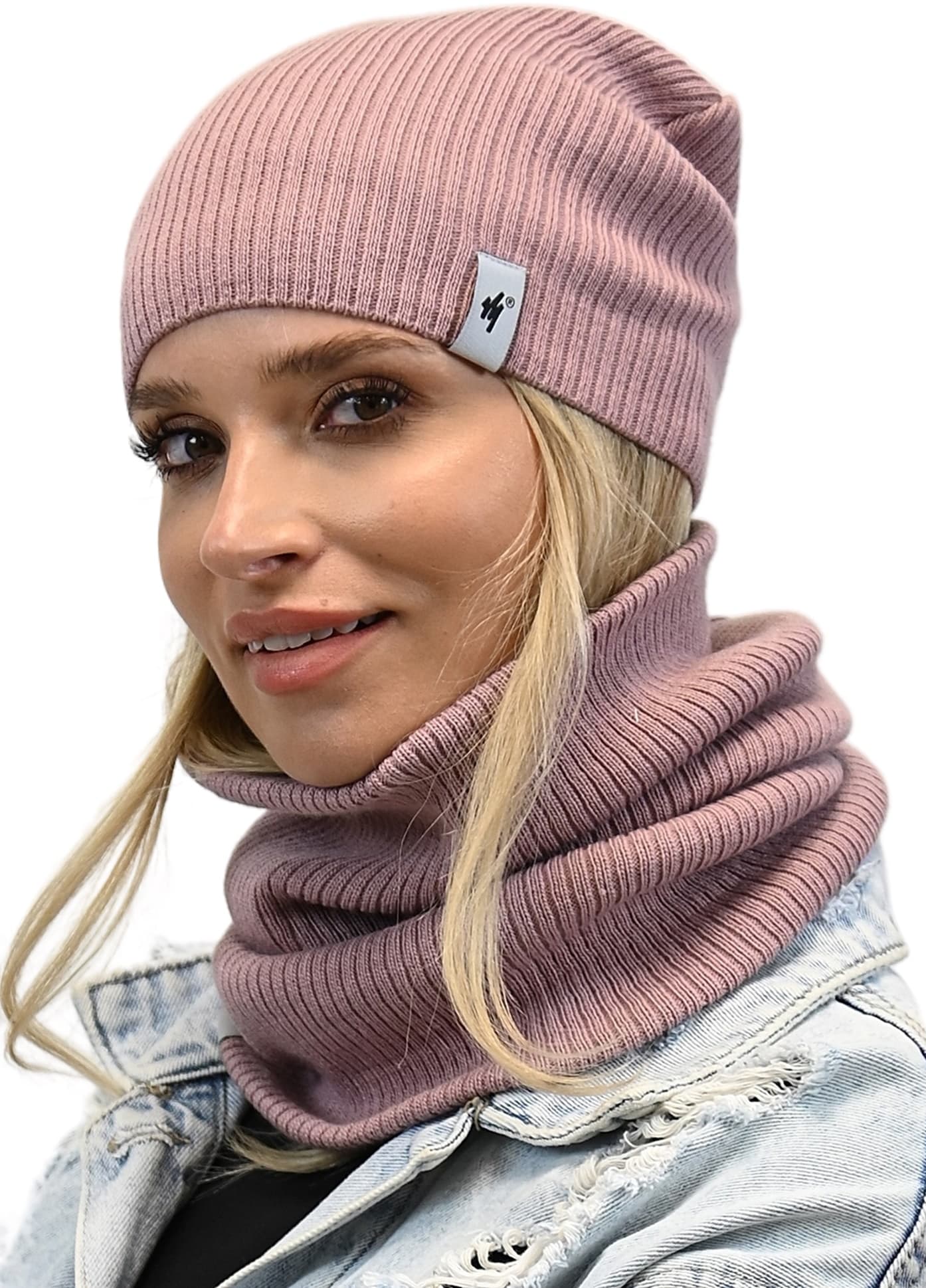 Damski Zestaw CZAPKA Z KOMINEM na zimę POLSKI komplet beanie tuba