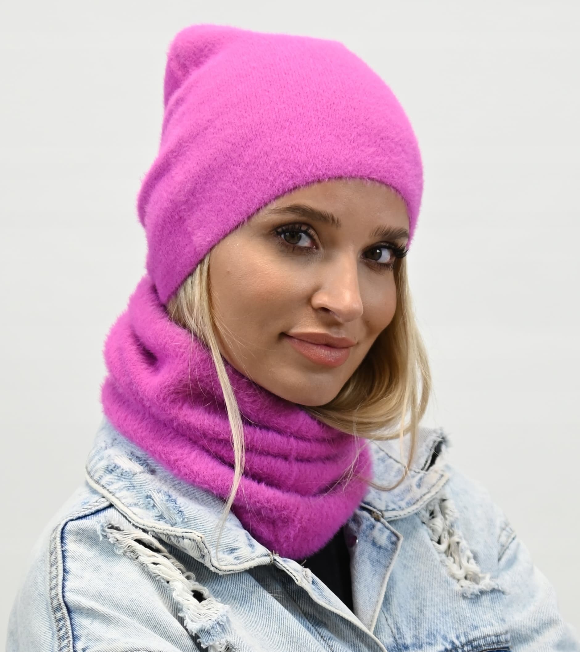 Komplet Czapka KOMIN damski alpaka tuba AL1
