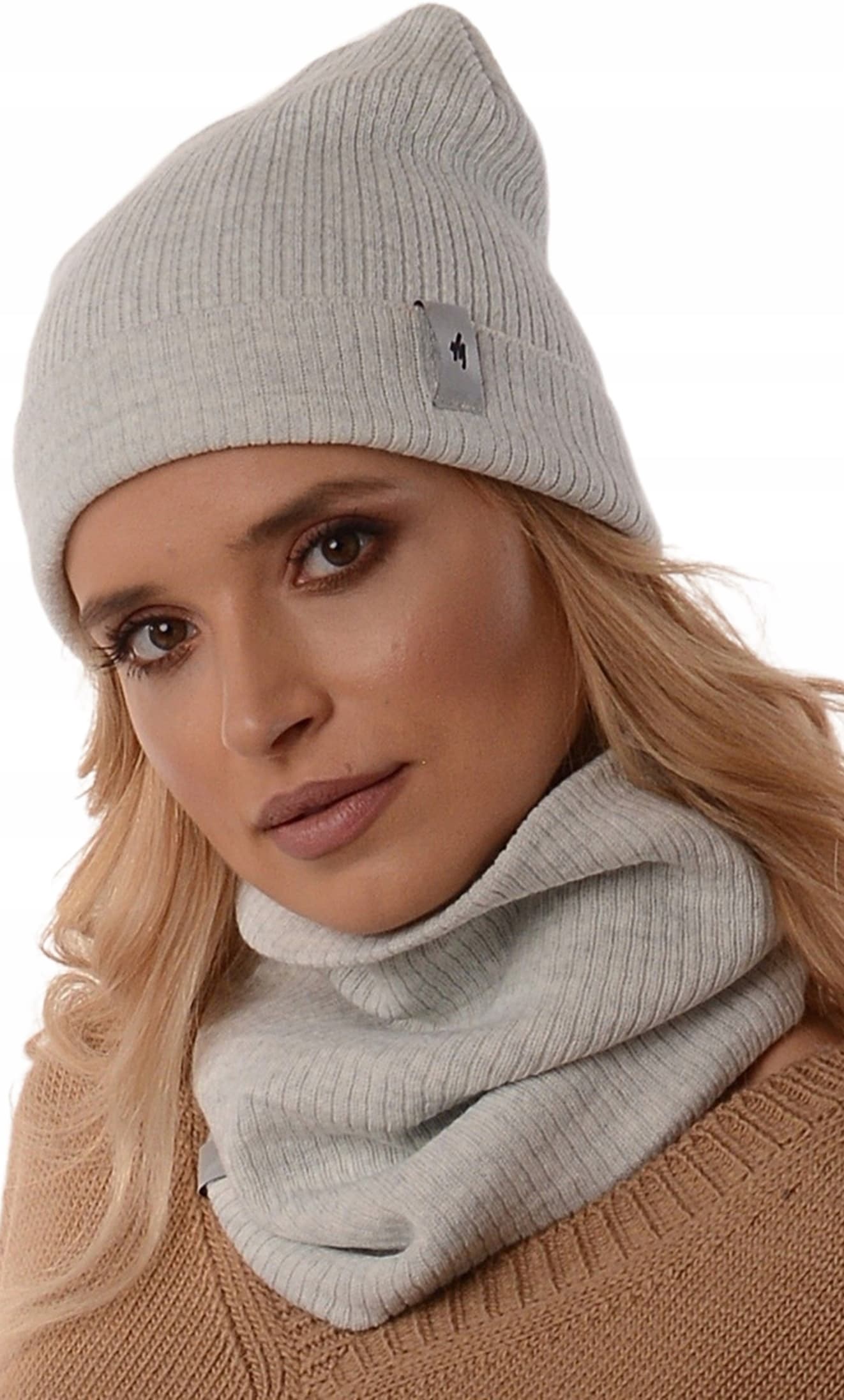 Damski Zestaw CZAPKA Z KOMINEM polski producenta szalik tuba beanie