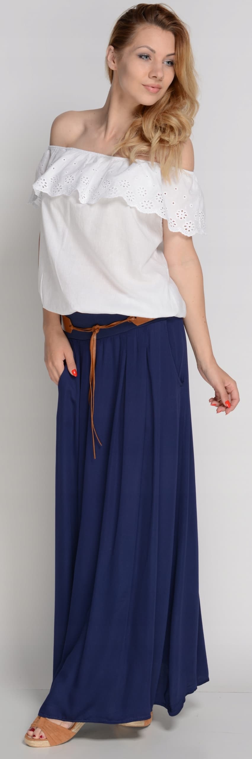 Długa ZWIEWNA SPÓDNICA boho GRANAT KIESZENIE S,M,L