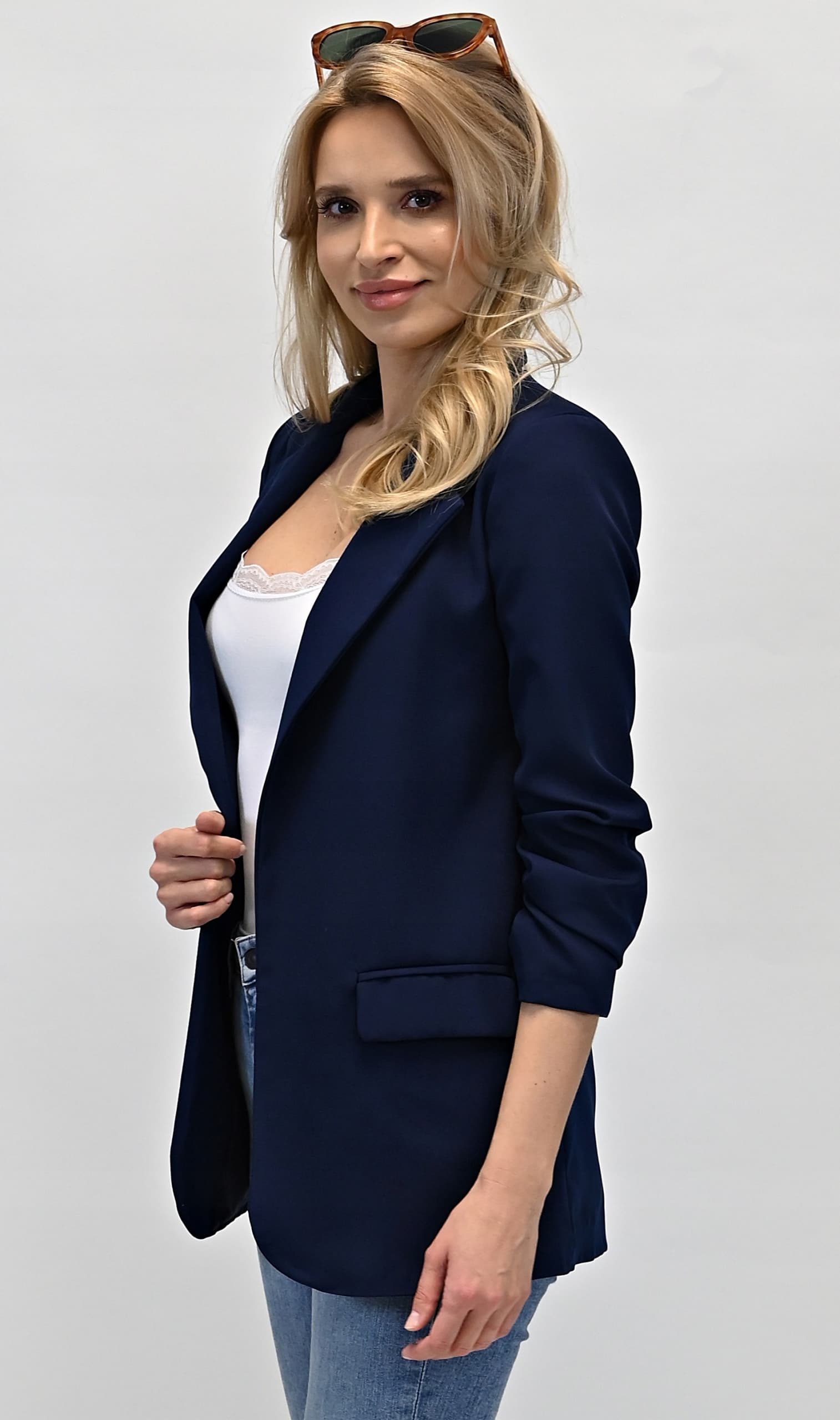 MARYNARKA damska Żakiet Granatowa Elegancka 3XL/46