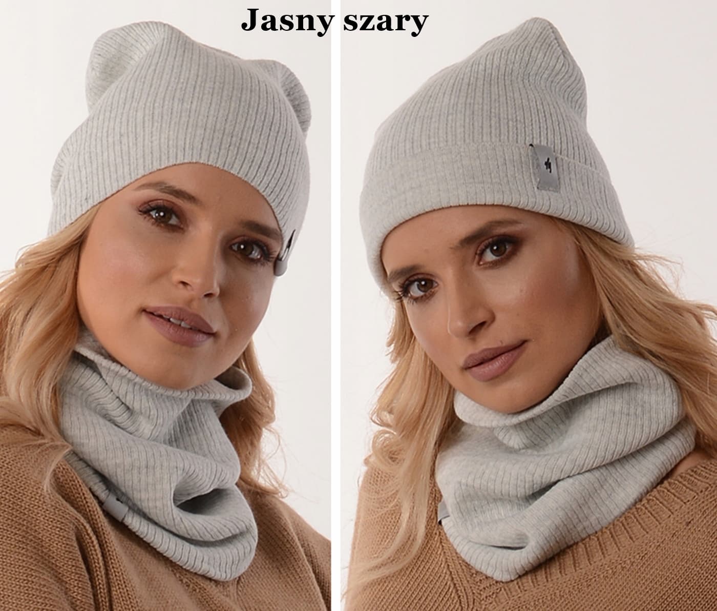 Damski Zestaw CZAPKA Z KOMINEM polski producenta szalik tuba beanie