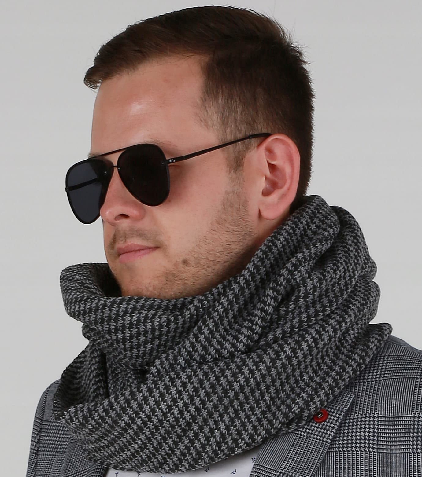 Stylowy męski ciepły komin szal na zimę 1J