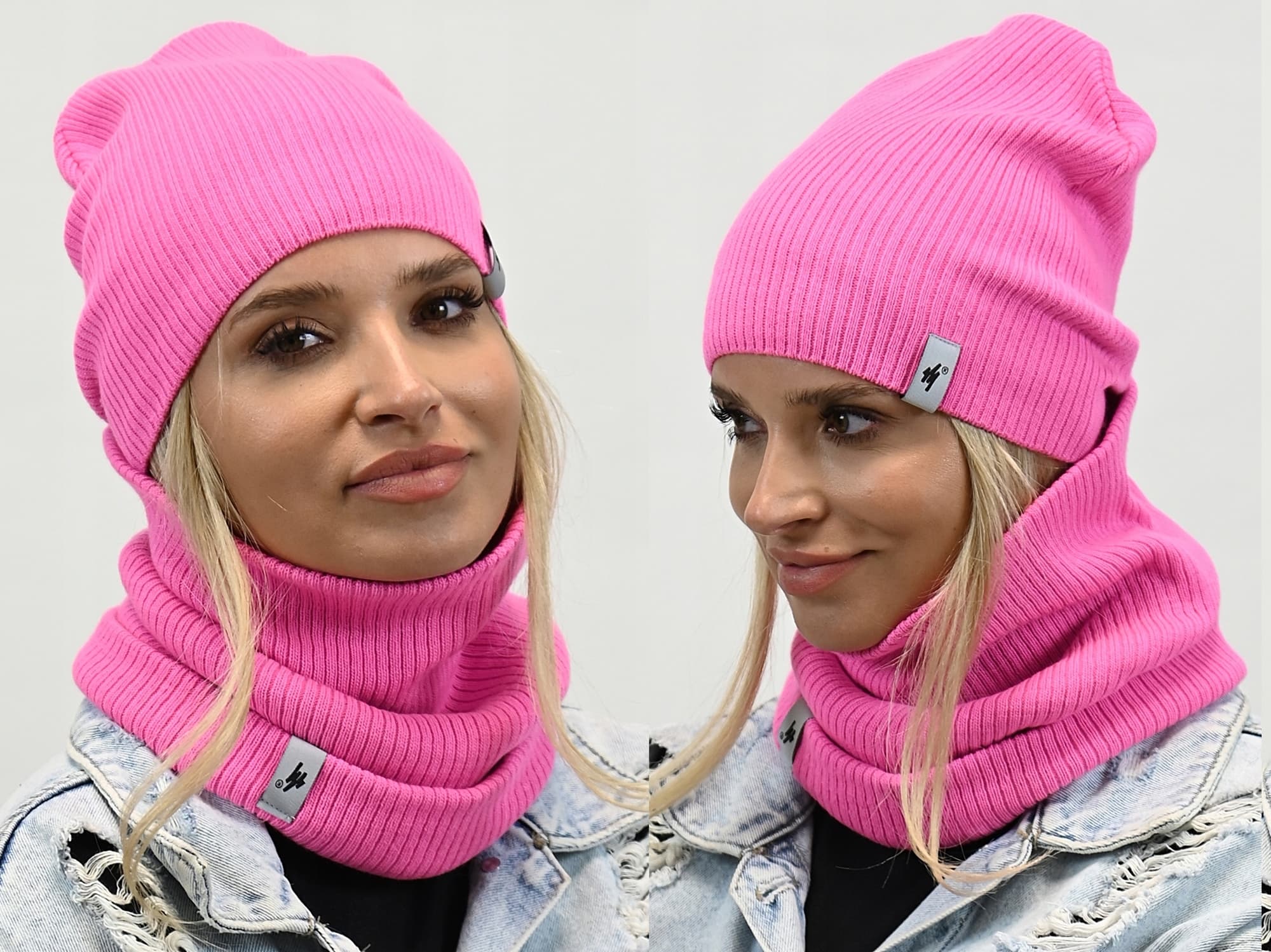 polski KOMPLET CZAPKA Z KOMINEM na zimę beanie szalik tuba ZESTAW prezent