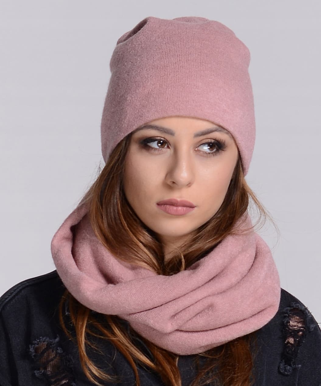 Komplet damski zimowa CZAPKA + KOMIN ciepły polski producent moda RÓŻ K6