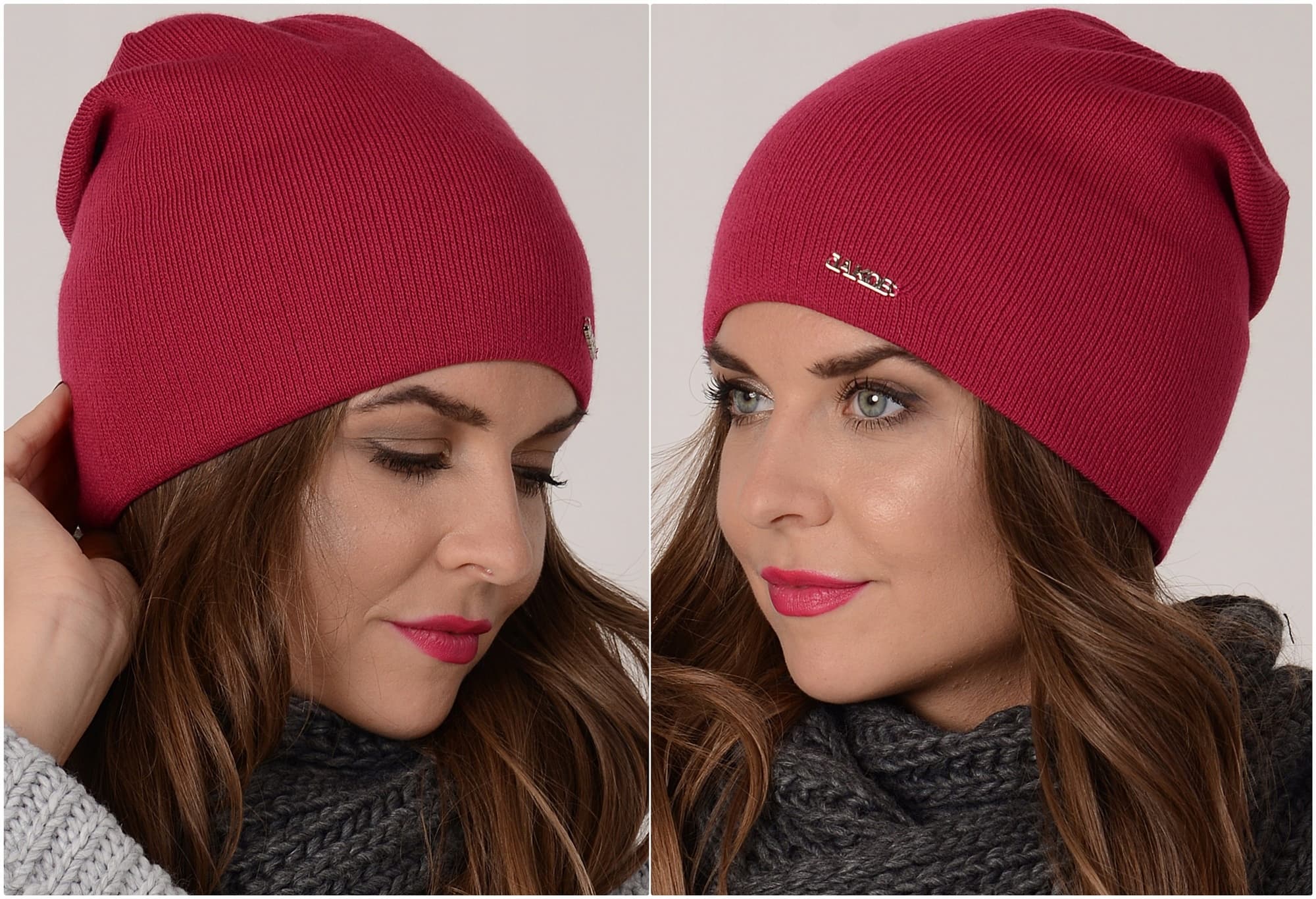 Podpinana czapka damska smerfetka beanie J6