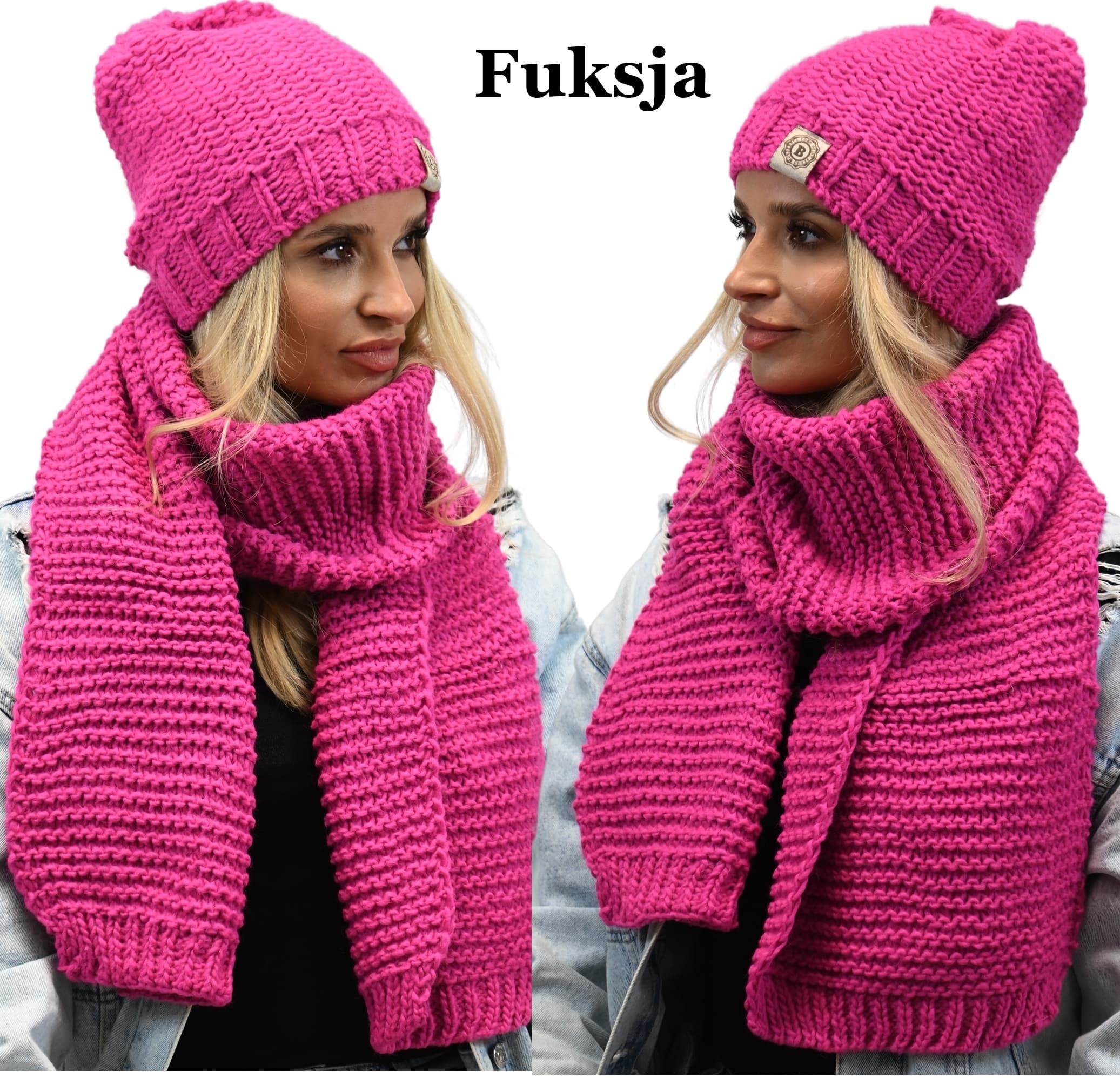 modny POLSKI KOMPLET CZAPKA polar SZALIKEM CIEPŁY