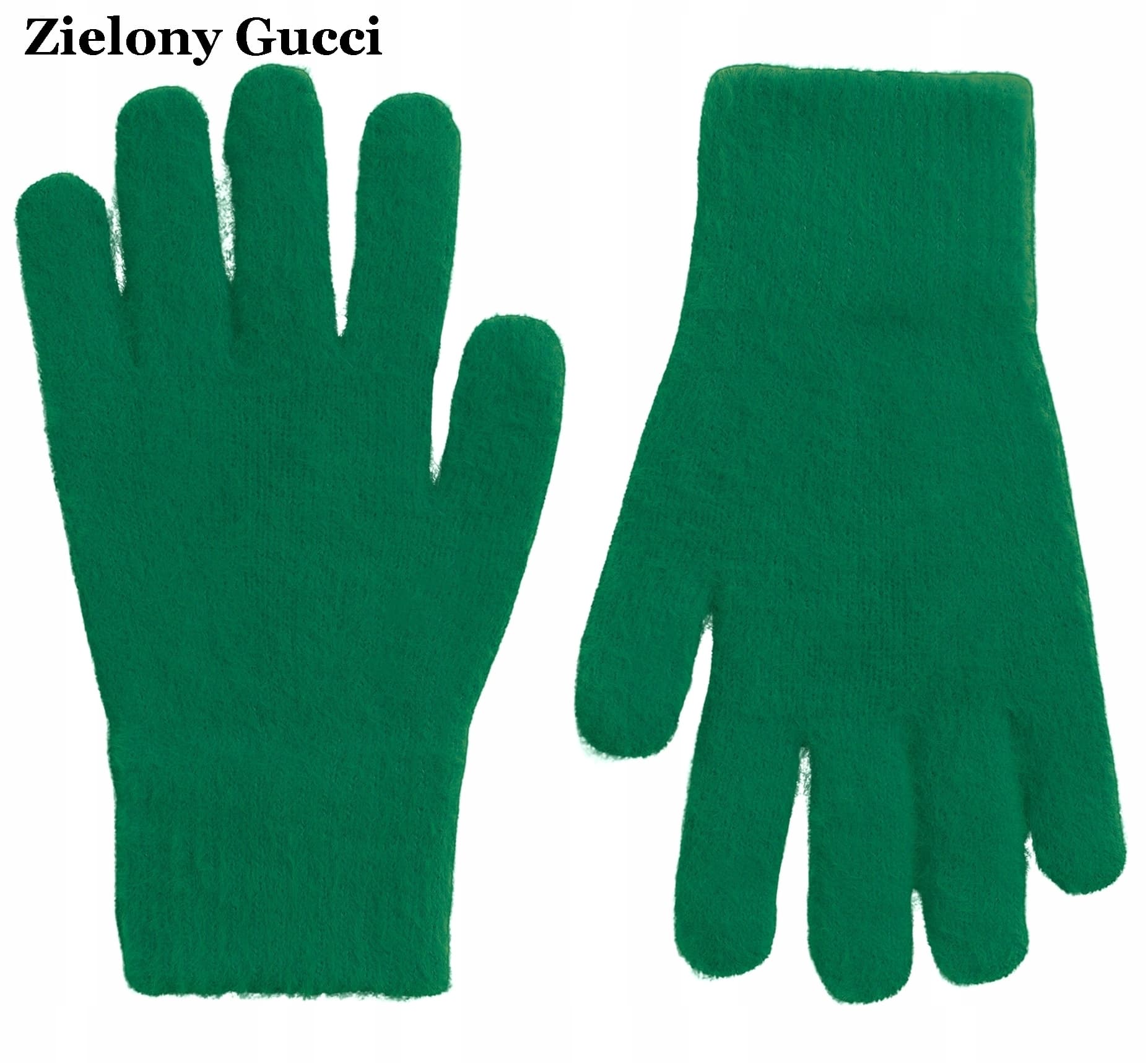 Zielone rękawiczki zimowe damskie ELEGANCKIE ciepłe Palczatki ALPAKA UNI