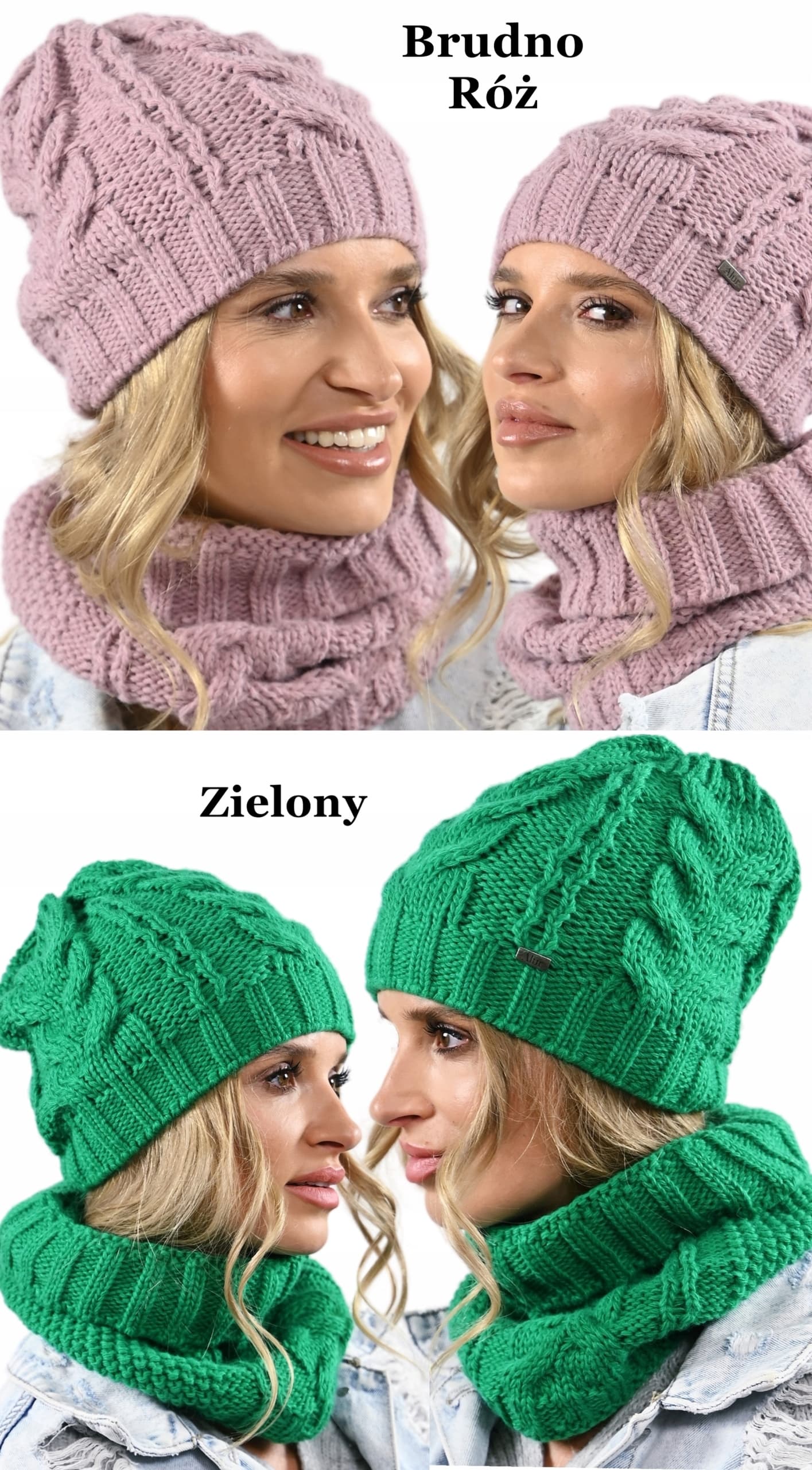 POLSKA Czapka DAMSKA DZIANA smerfetka KOLORY - A4