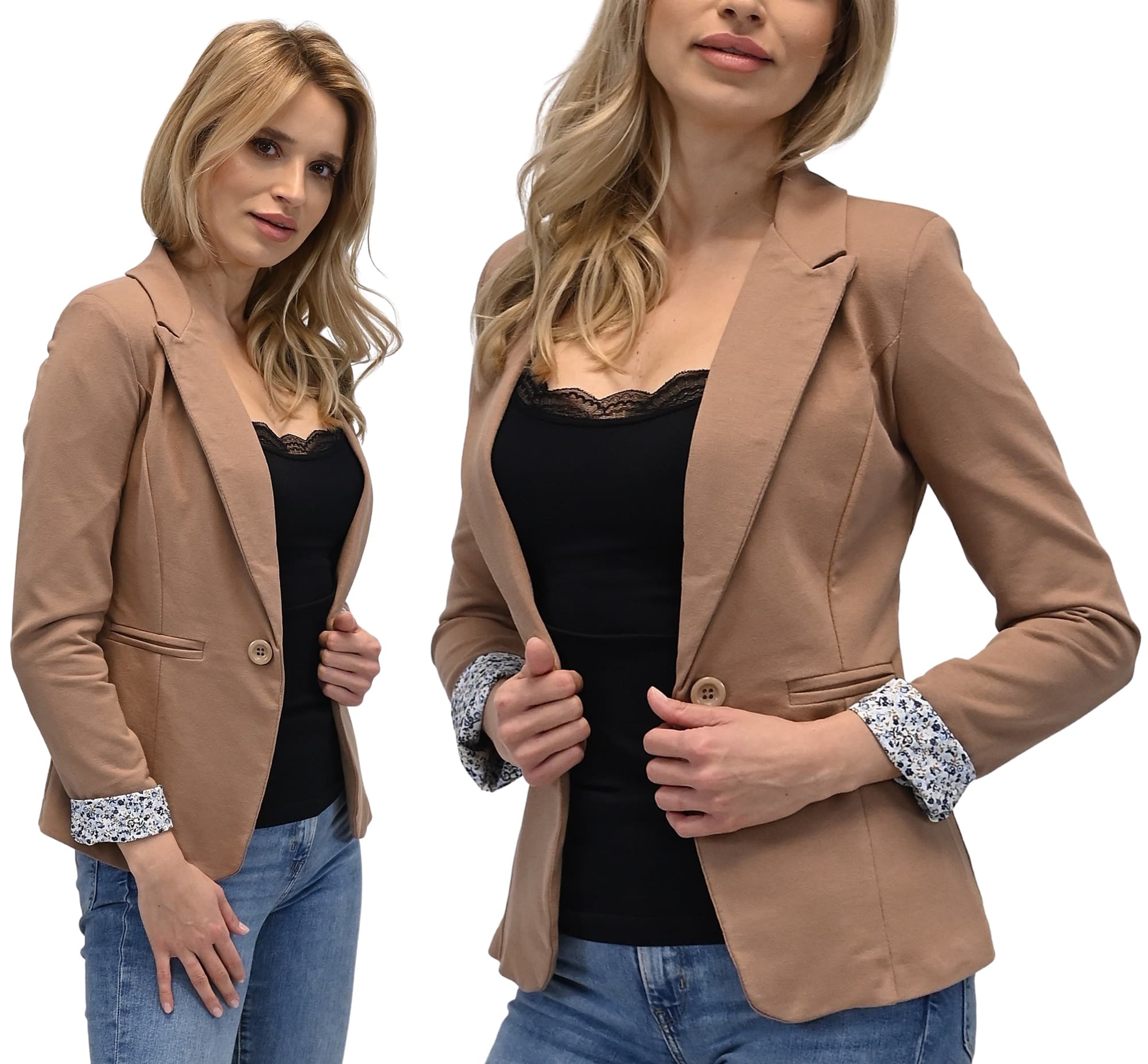 WŁOSKA damska MARYNARKA ŻAKIET MANKIET PLUS SIZE XXL/44