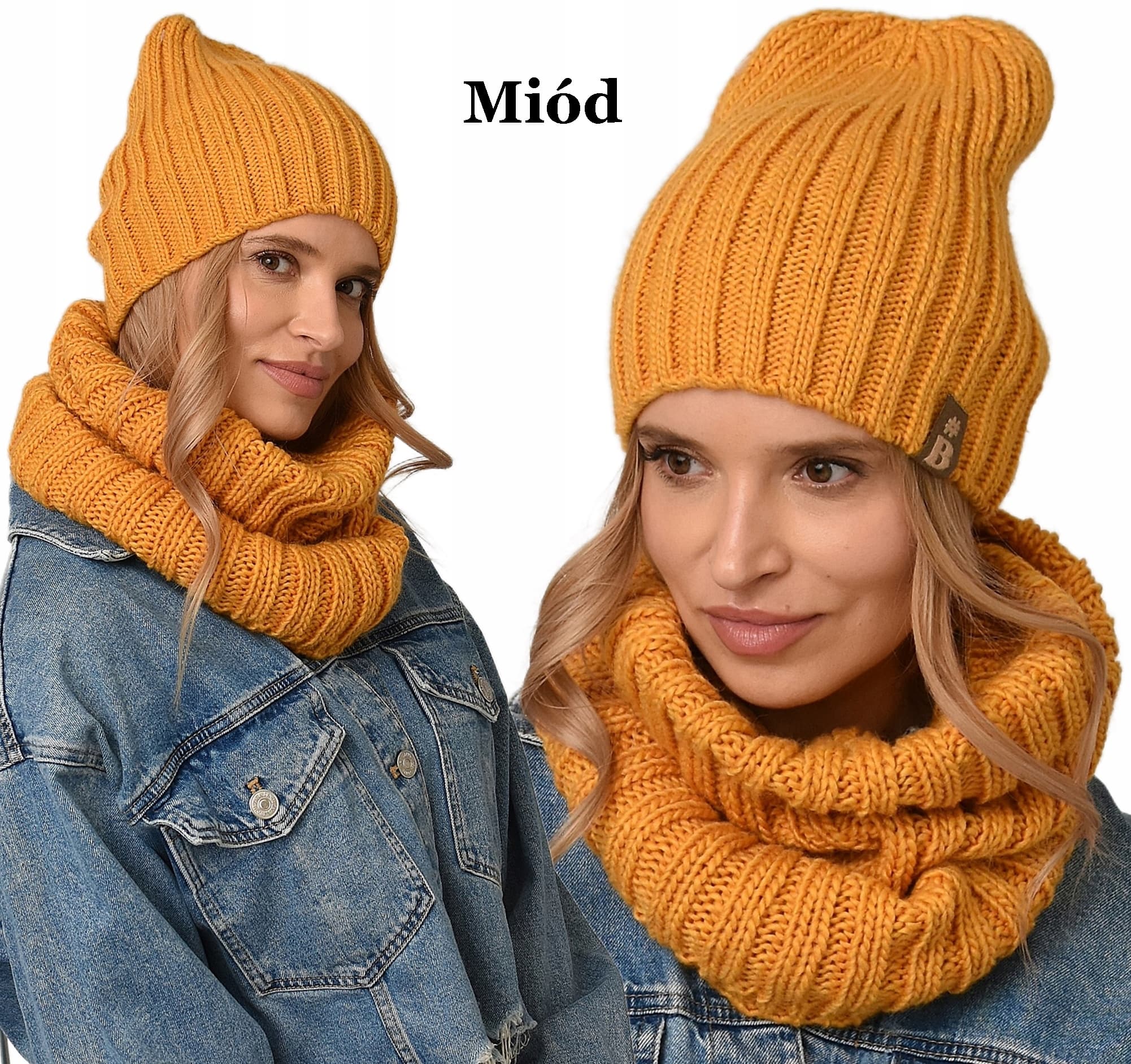 Komplet damski zimowy CZAPKA Z KOMINEM zestaw gruby ciepły polski producent