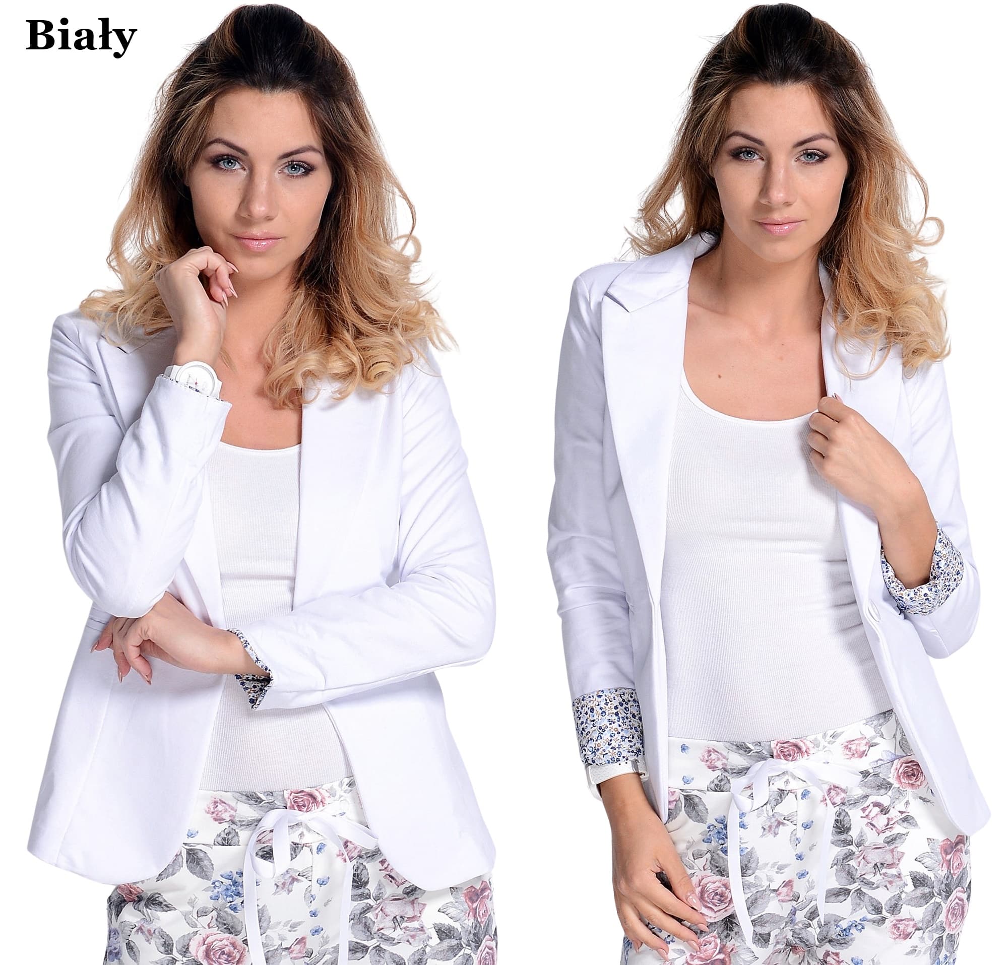MODNY ŻAKIET damski BOYFRIEND MANKIETY wywijane bawełna PLUS SIZE 3XL/46