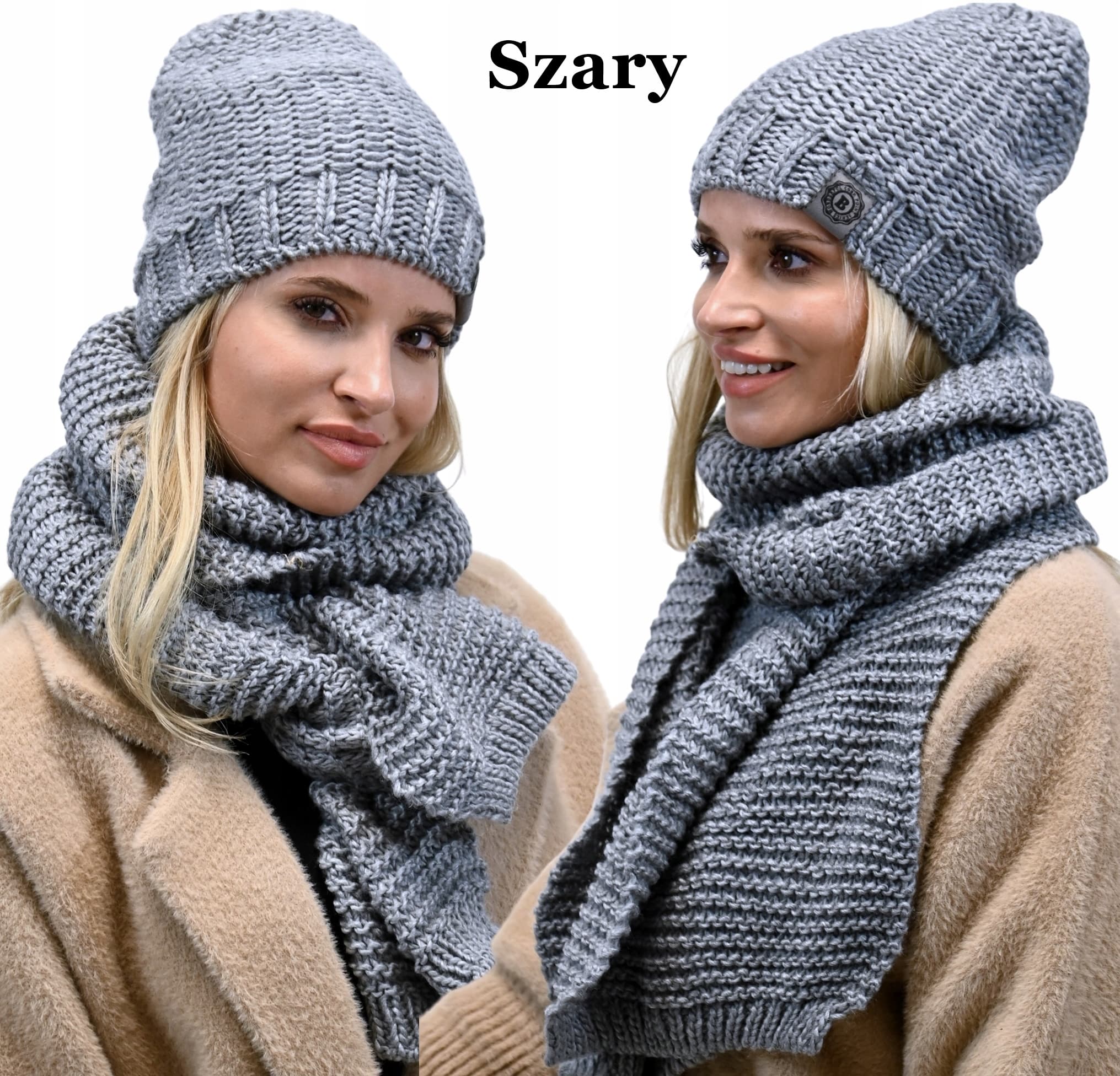 modny POLSKI KOMPLET CZAPKA polar SZALIKEM CIEPŁY