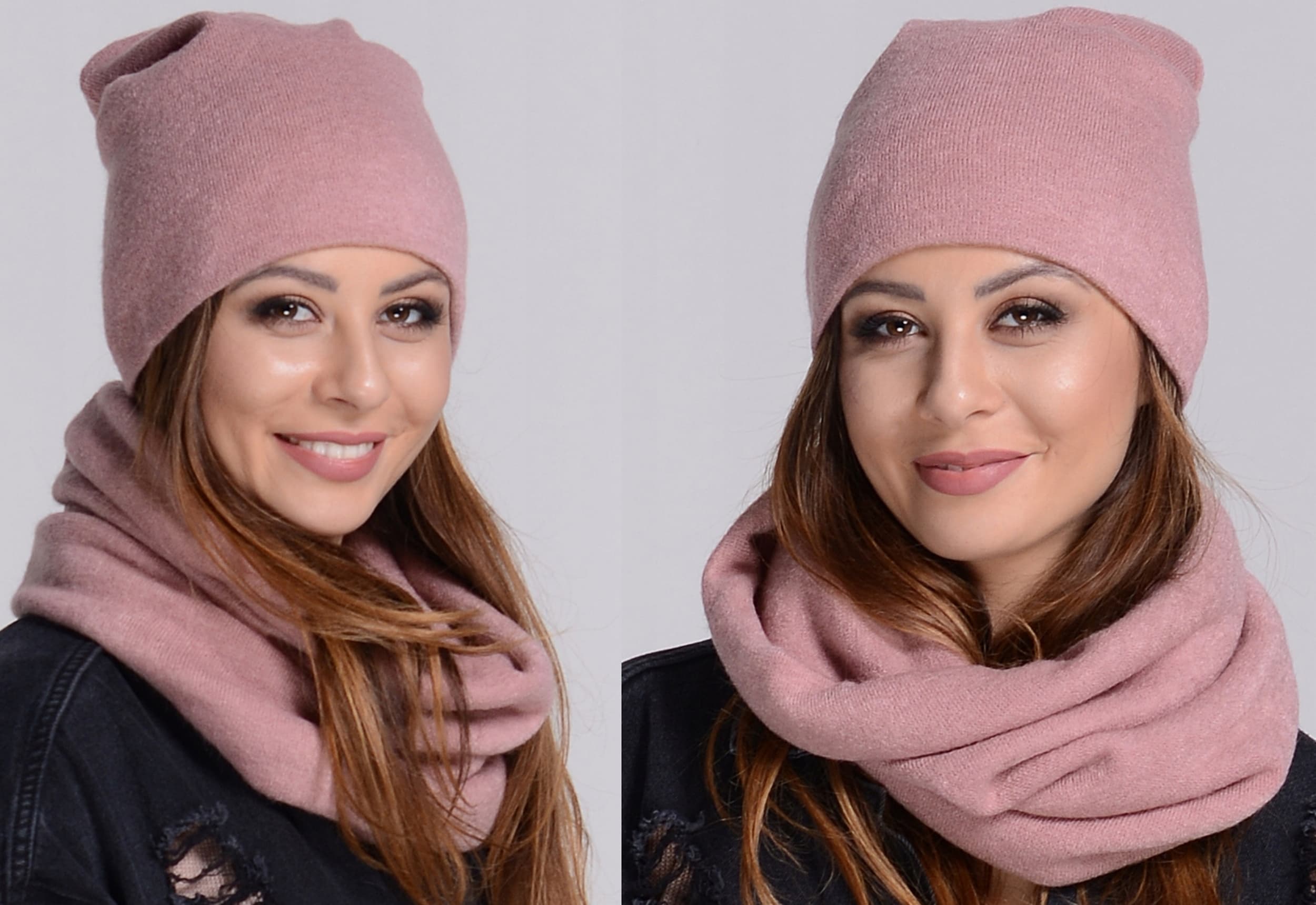 Komplet damski zimowa CZAPKA + KOMIN ciepły polski producent moda RÓŻ K6