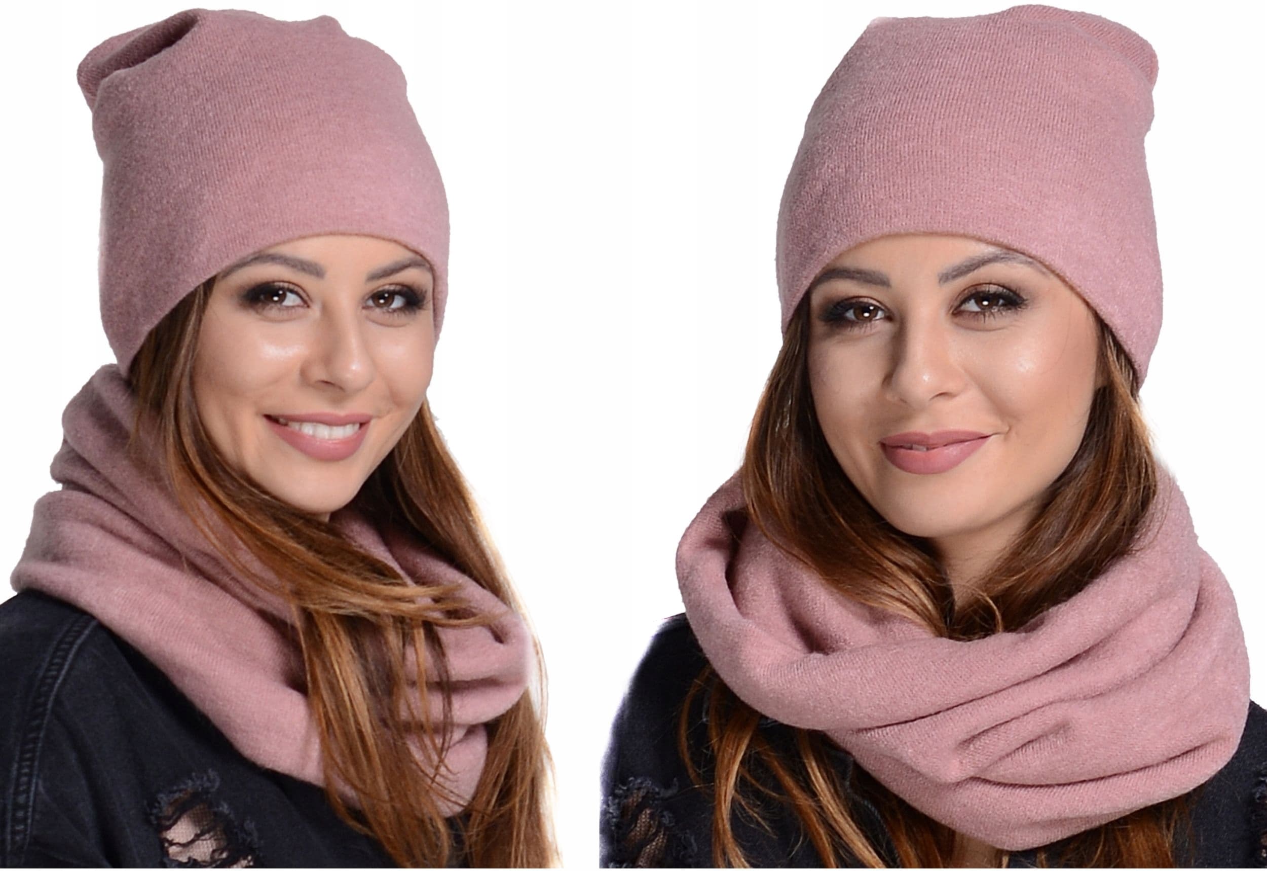 Komplet damski zimowa CZAPKA + KOMIN ciepły polski producent moda RÓŻ K6