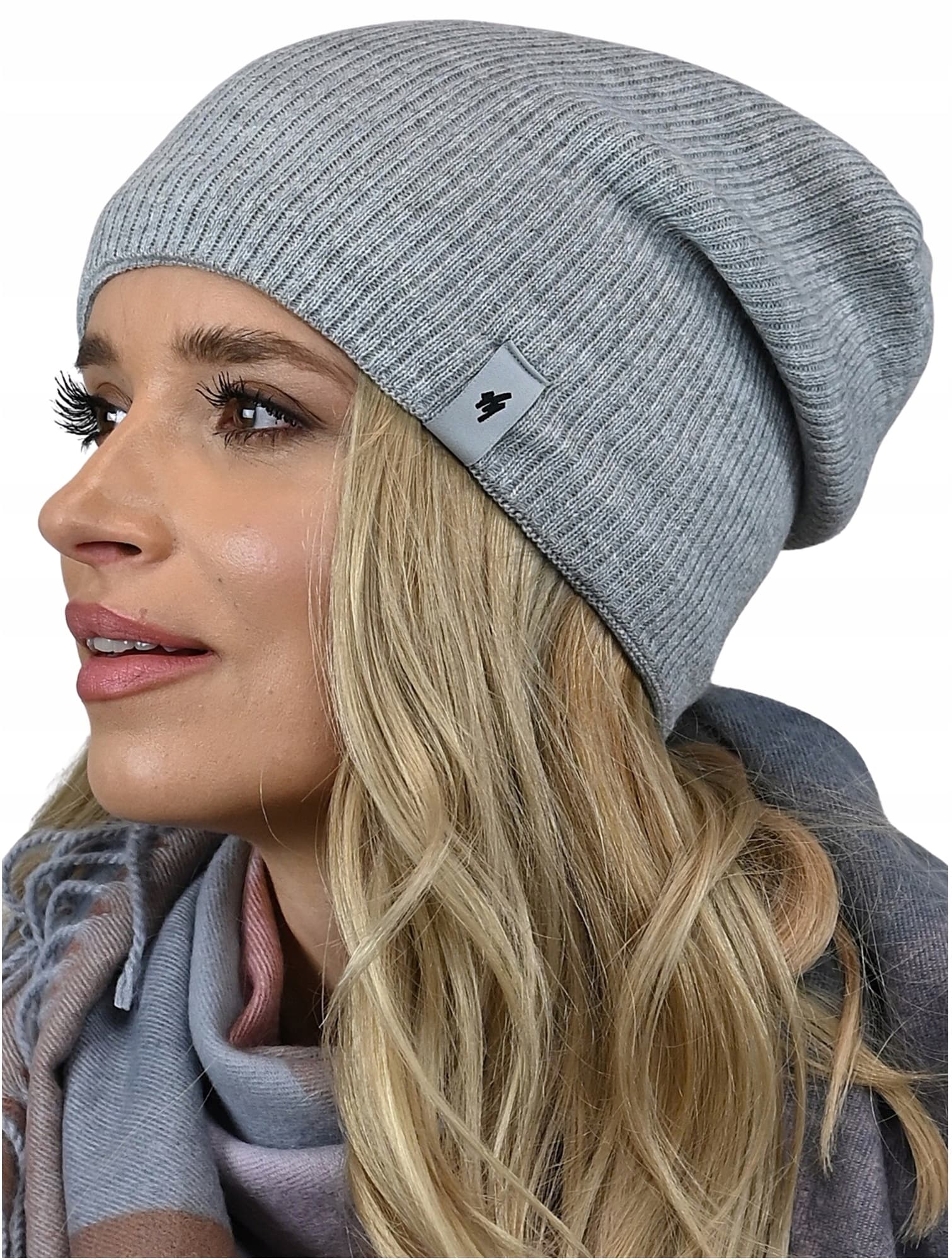 CZAPKA na polarze smerfetka beanie prążek