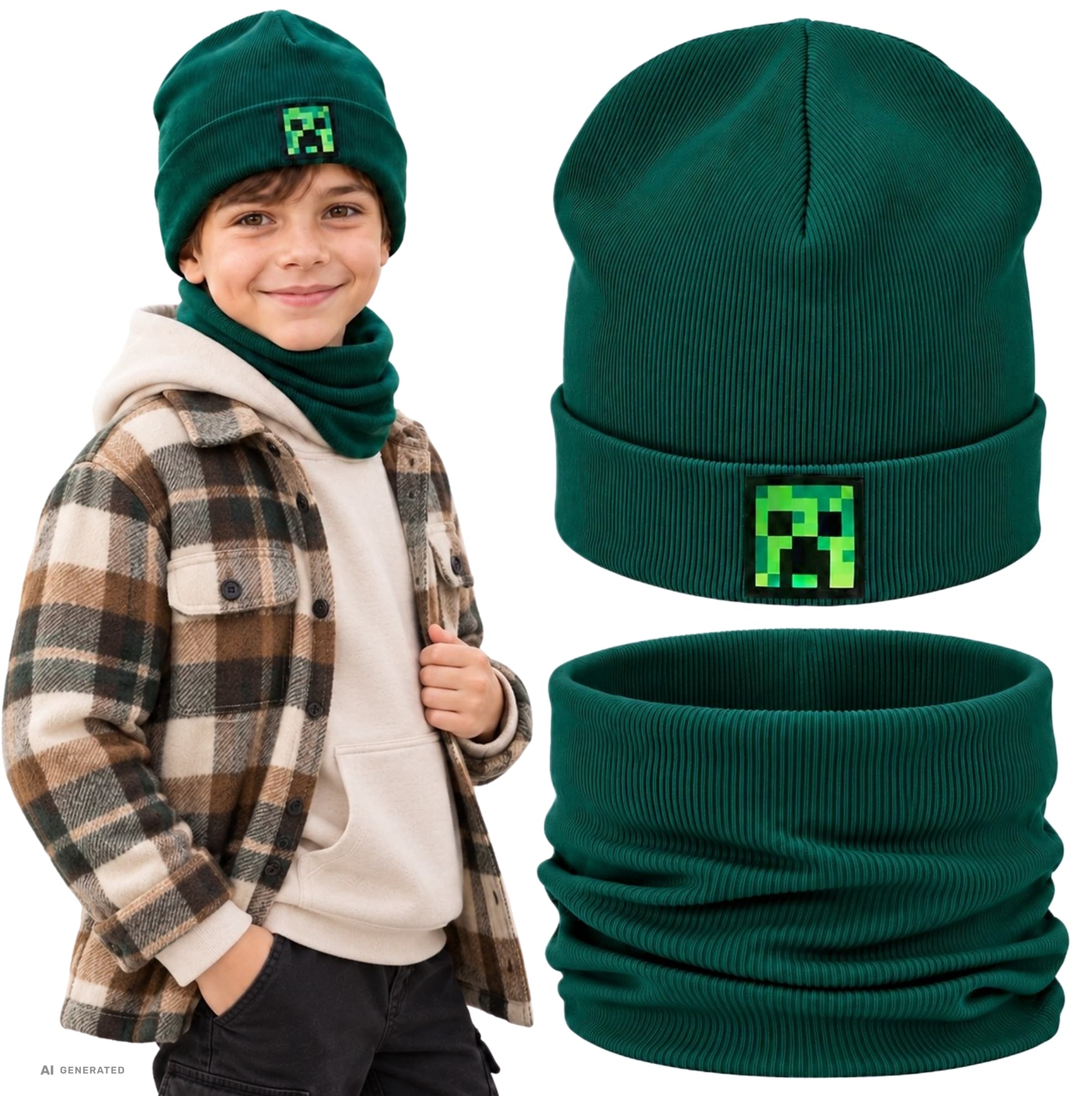 Komplet Mincraft Butelkowa Zieleń