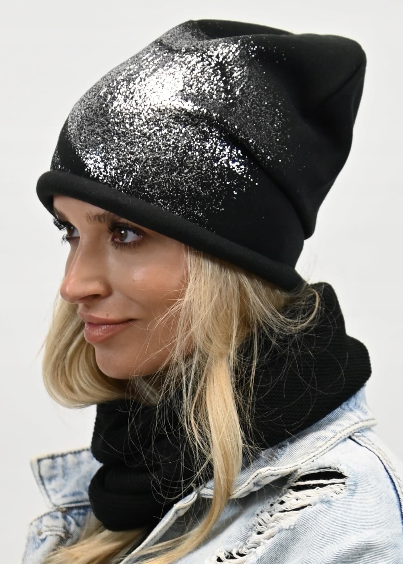 CZAPKA beanie smerfetka damska bawełniana z polarem KOLORY wz4