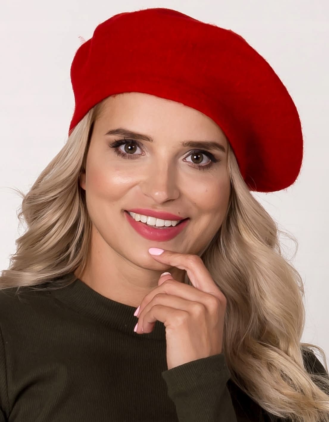 Klasyczny beret CZERWONY francuski stylowy kobiecy BERET z antenką