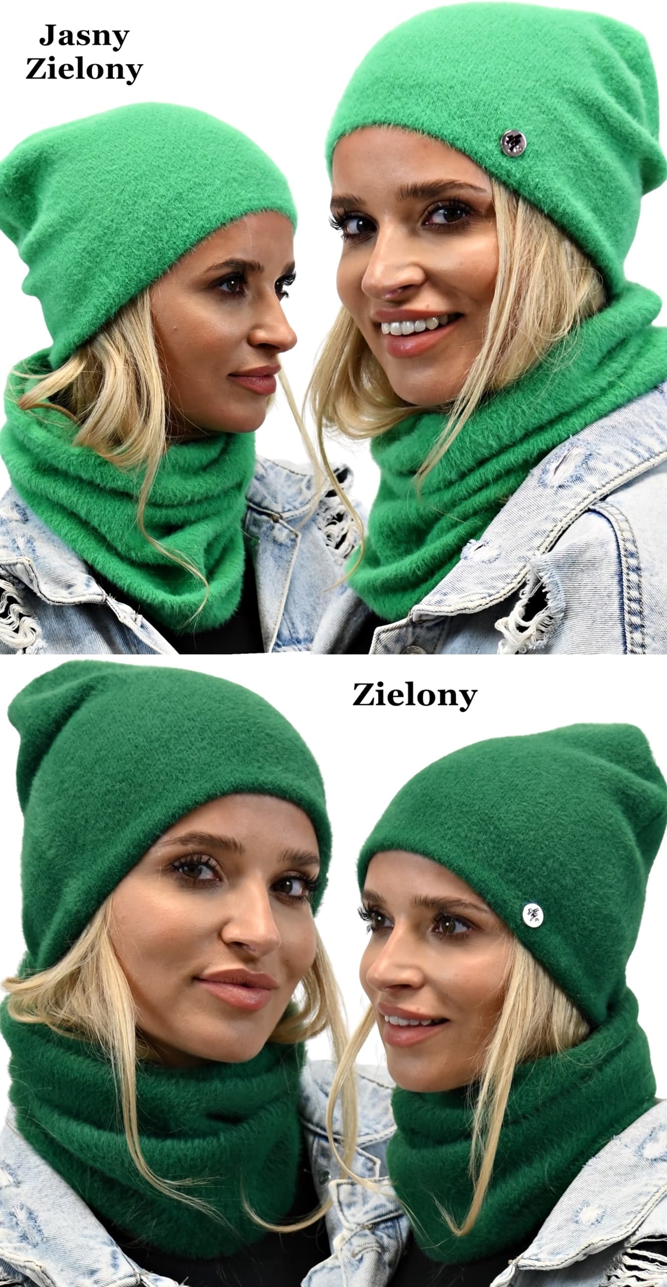 KOMPLET Alpaka Czapka BEANIA z KOMINEM KOLORY AL1