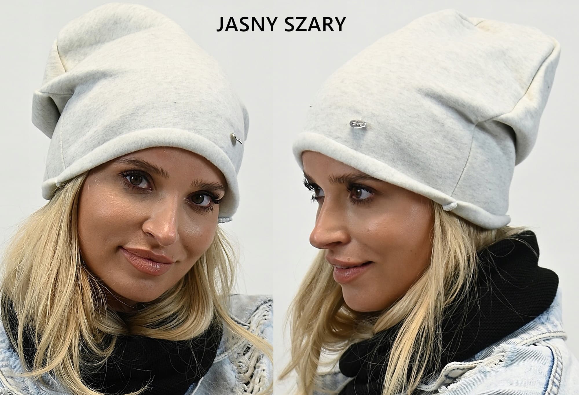 CZAPKA damska bawełniana z polarem smerfetka gładka beanie KOLORY wz13
