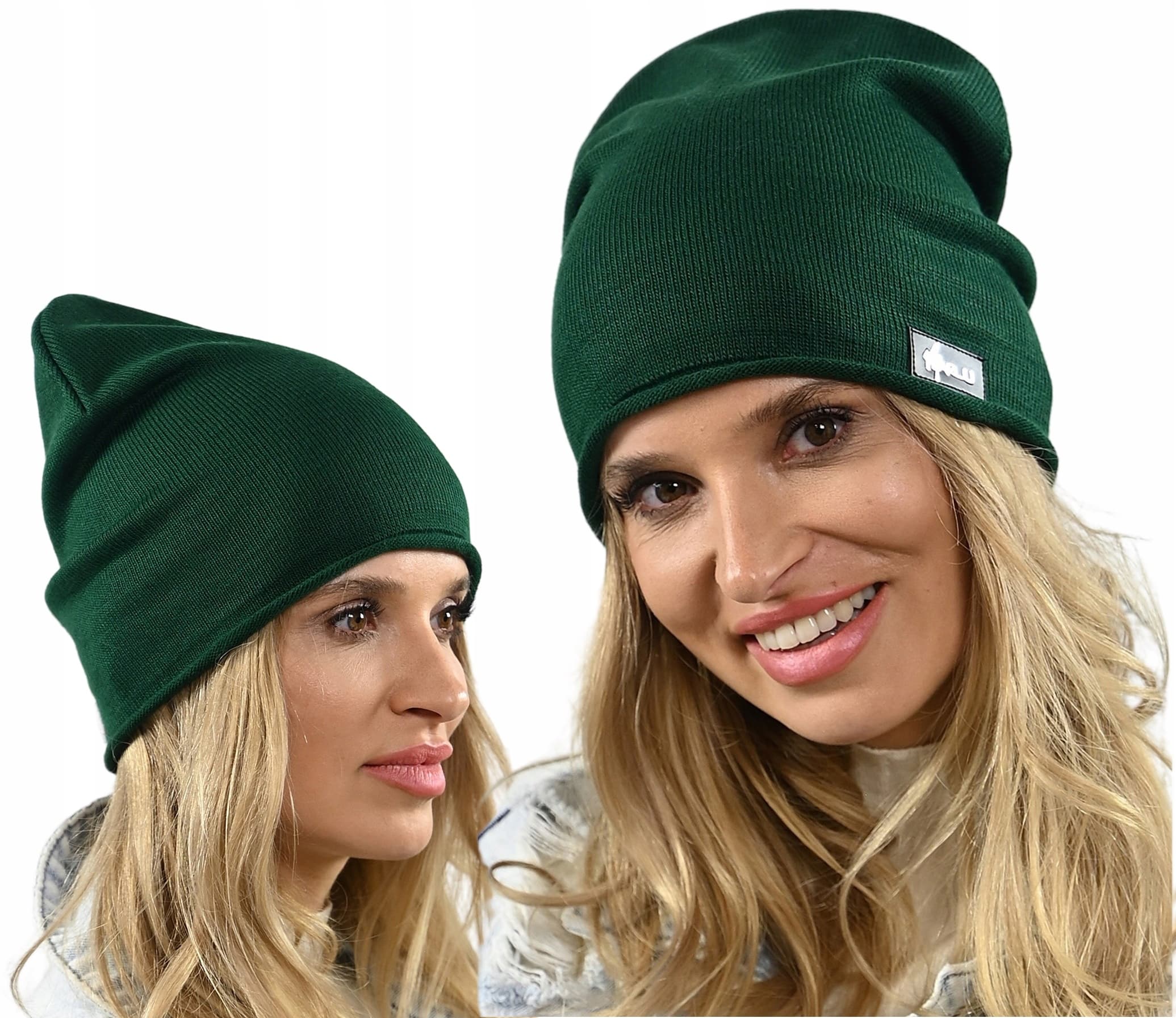Zielona czapka dasmka beanie krasnal lekko polski producent