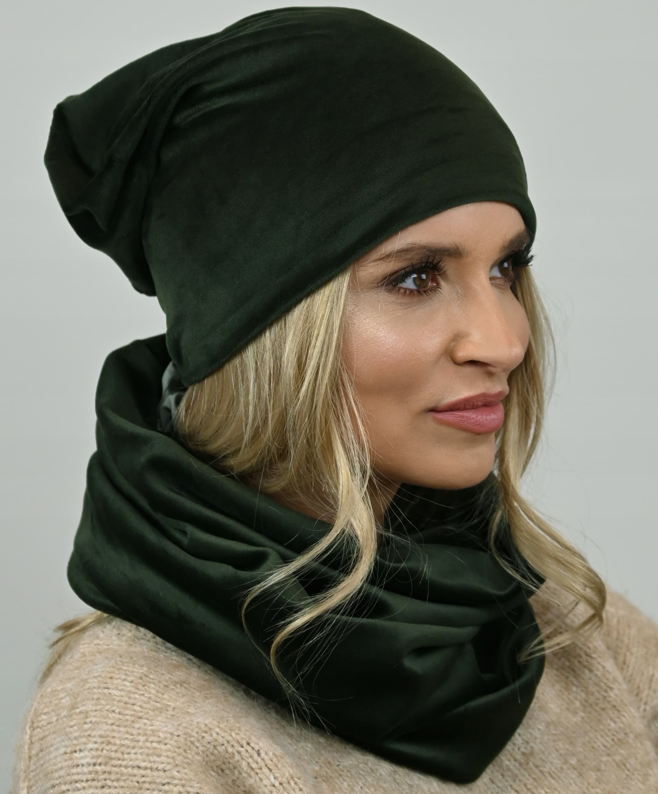 Khaki zestaw komplet damski czapka z tubą Wz14