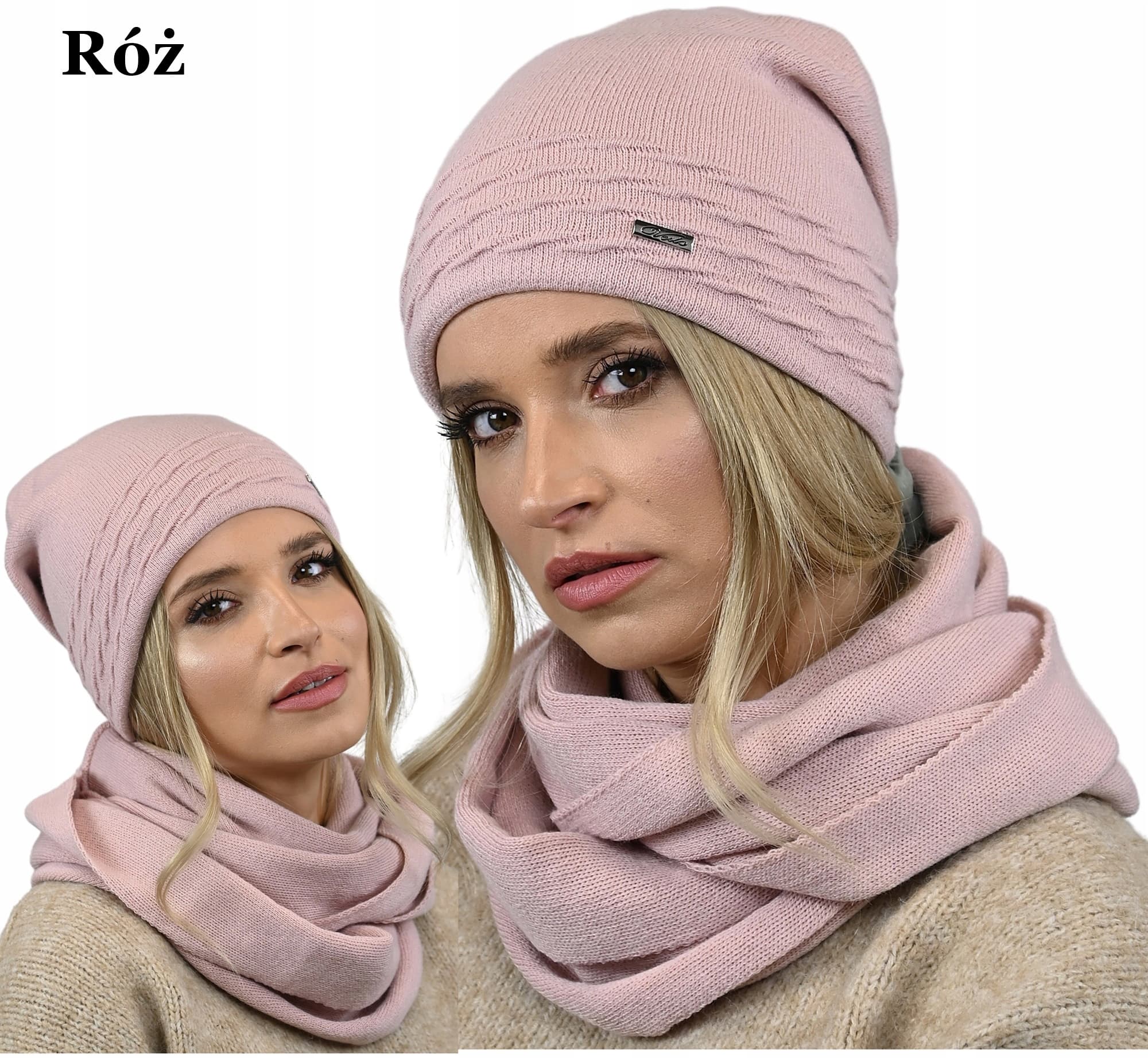 CZAPKA + KOMIN Komplet Damski na polarze zestaw Kolory K1
