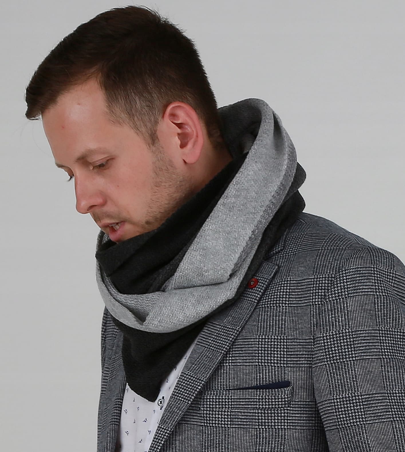 KOMIN MĘSKI - szalik na zimę CIEPŁY w paski dla meżczyzny na prezent 1K