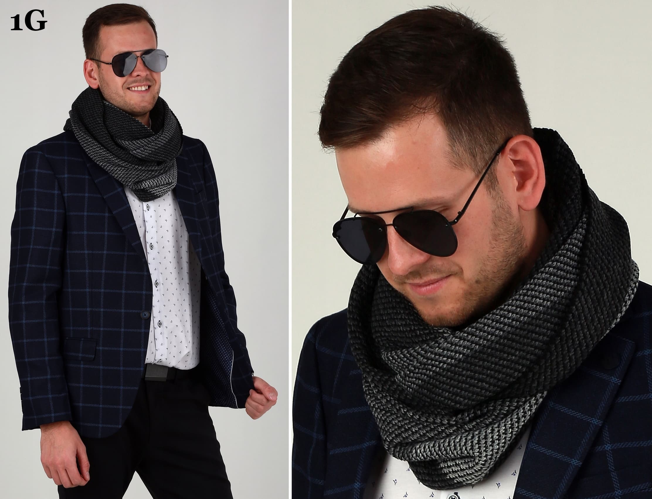 Ciepły męski komin szalik na zimę modny elegancki na prezent klasyczny 1G
