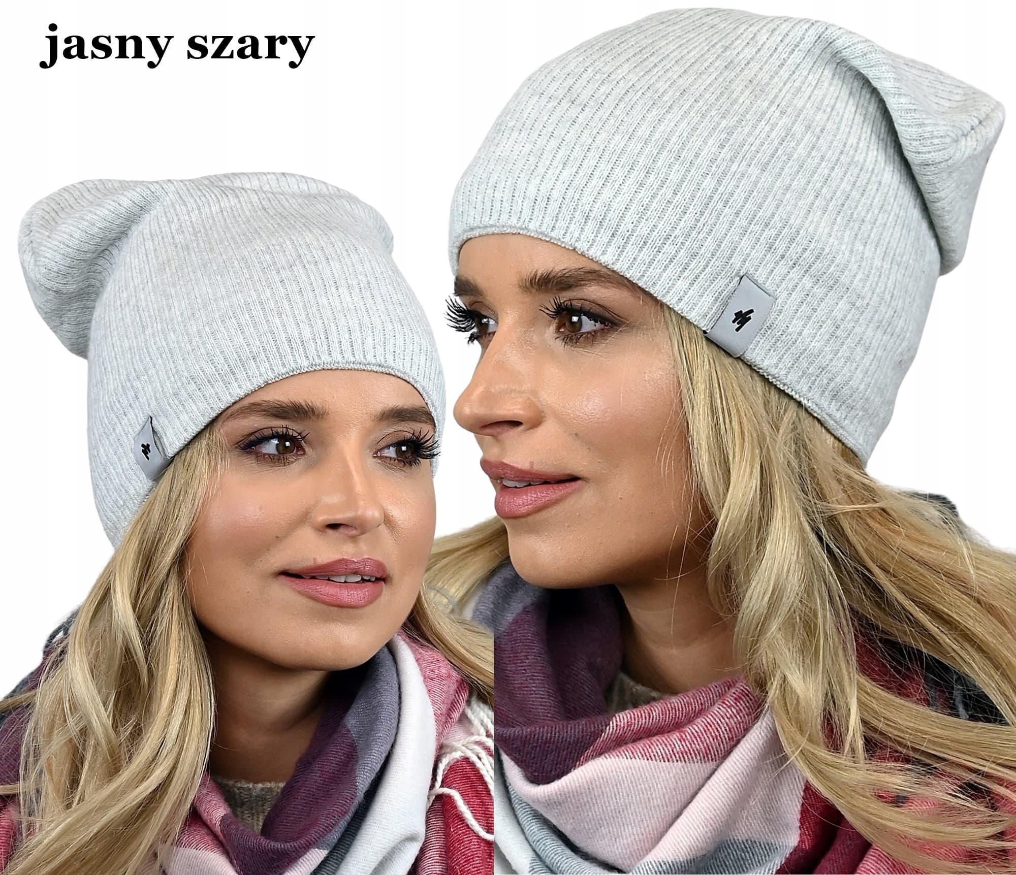 Damska CZAPKA smerfetka prążek z polarem