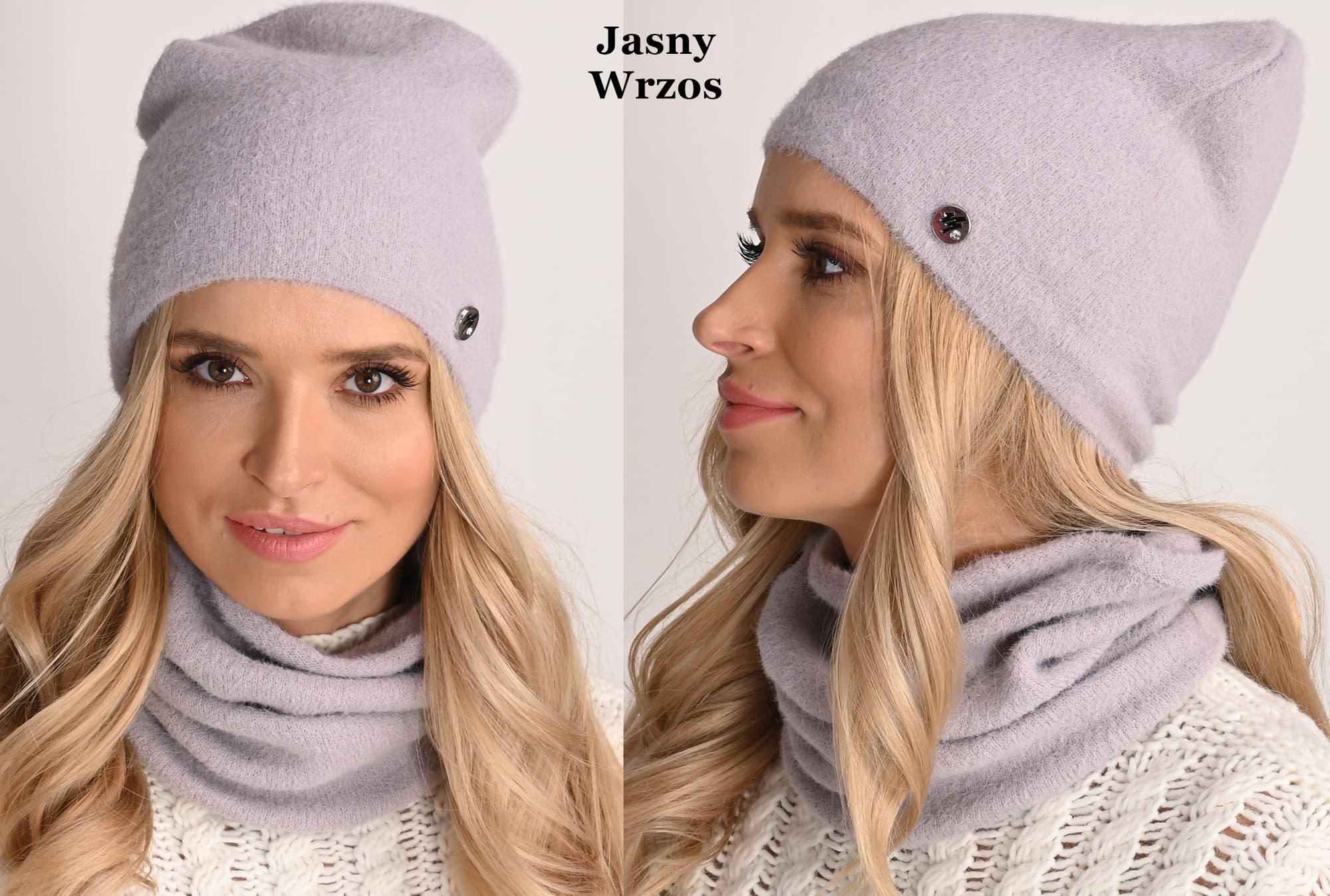 Wrzosowy Komplet Damski Czapka + KOMIN Alpak AL1