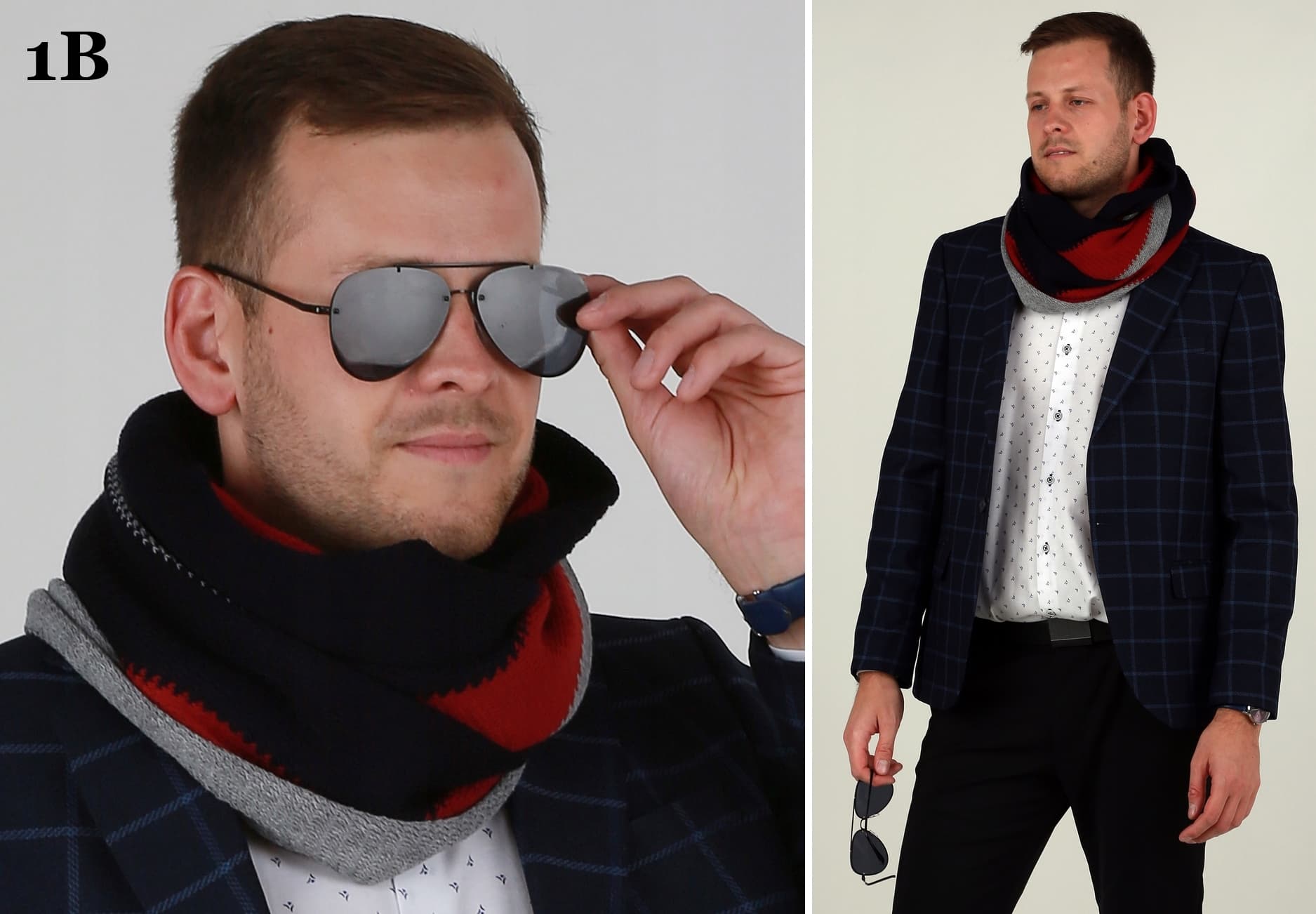 Stylowy męski ciepły komin szal na zimę 1J