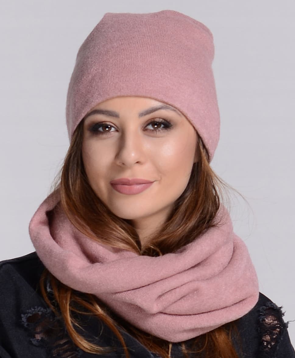 Komplet damski zimowa CZAPKA + KOMIN ciepły polski producent moda RÓŻ K6