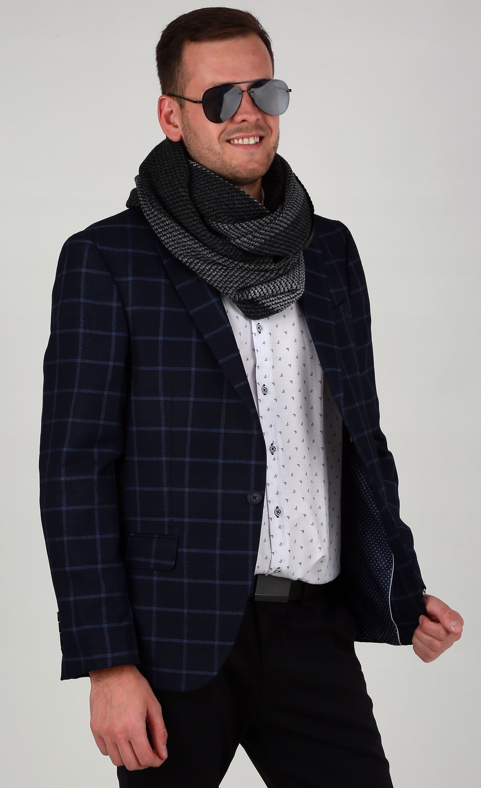 Ciepły męski komin szalik na zimę modny elegancki na prezent klasyczny 1G
