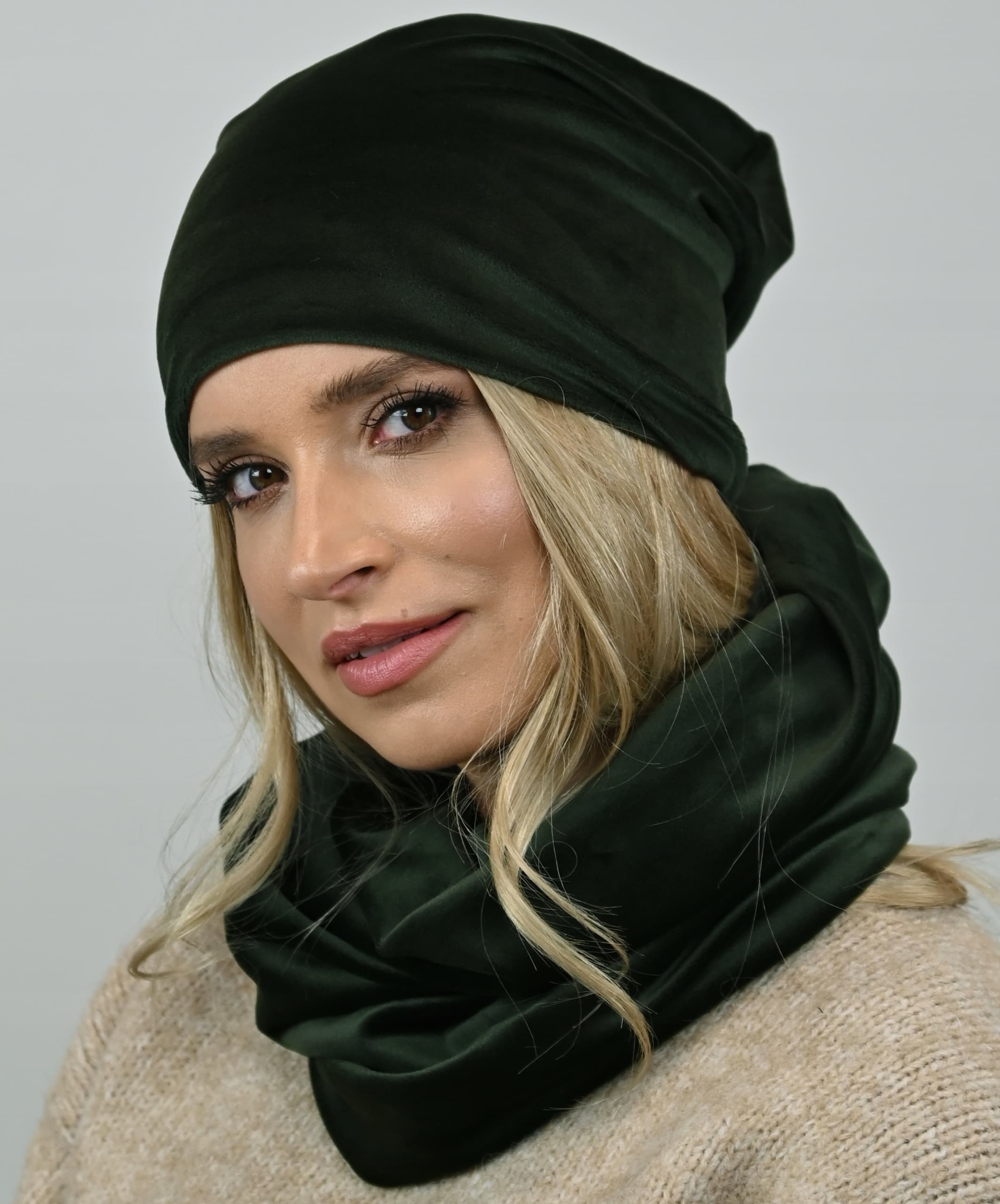 Khaki zestaw komplet damski czapka z tubą Wz14
